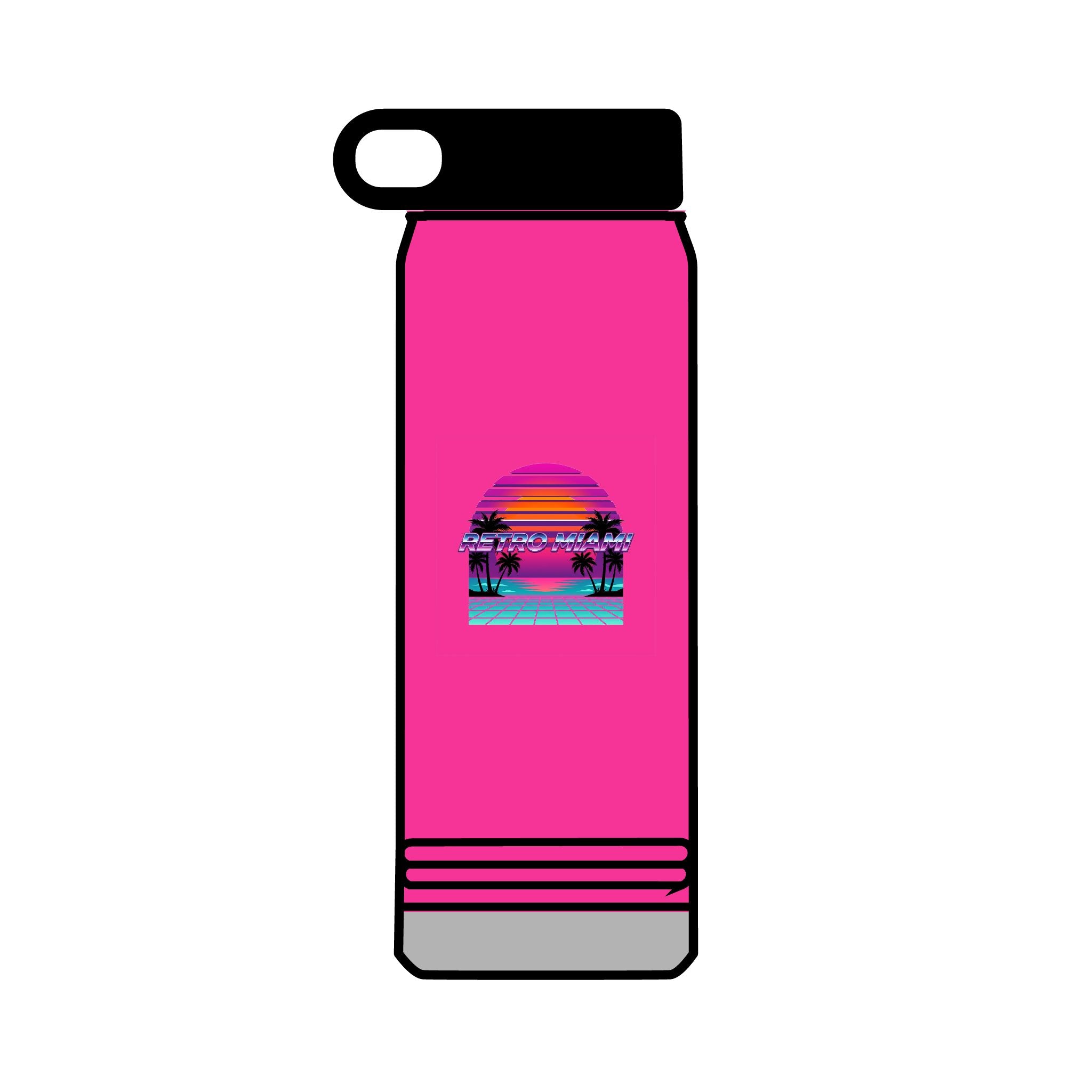 Retro Miami Sunset 32oz Tumbler — 80s Synthwave Insulated Water Bottle