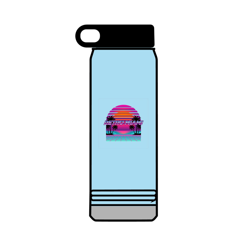 Retro Miami Sunset 32oz Tumbler — 80s Synthwave Insulated Water Bottle