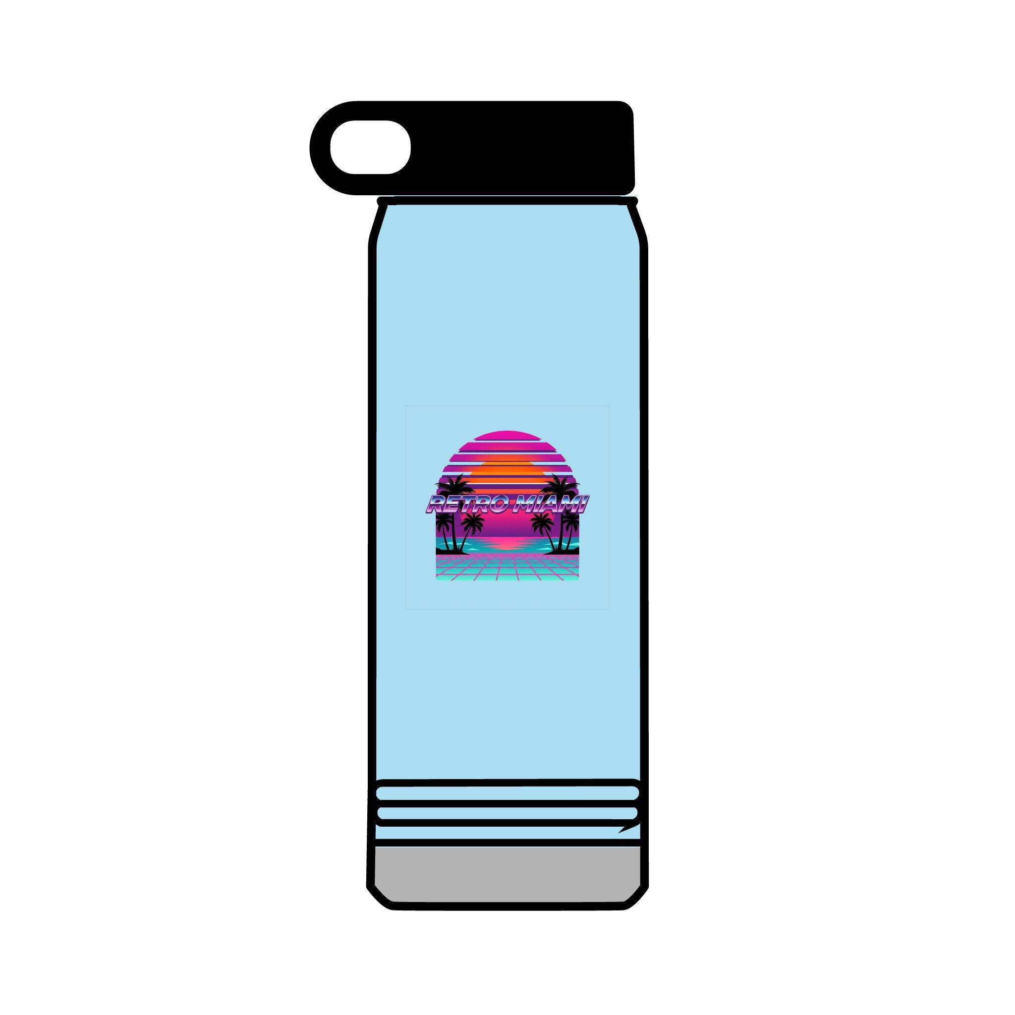 Retro Miami Sunset 32oz Tumbler — 80s Synthwave Insulated Water Bottle