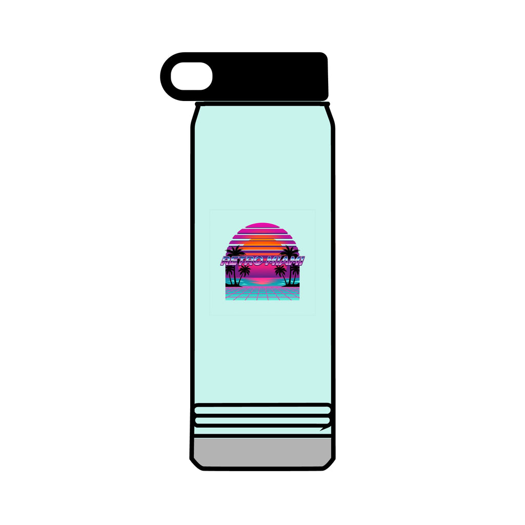 Retro Miami Sunset 32oz Tumbler — 80s Synthwave Insulated Water Bottle