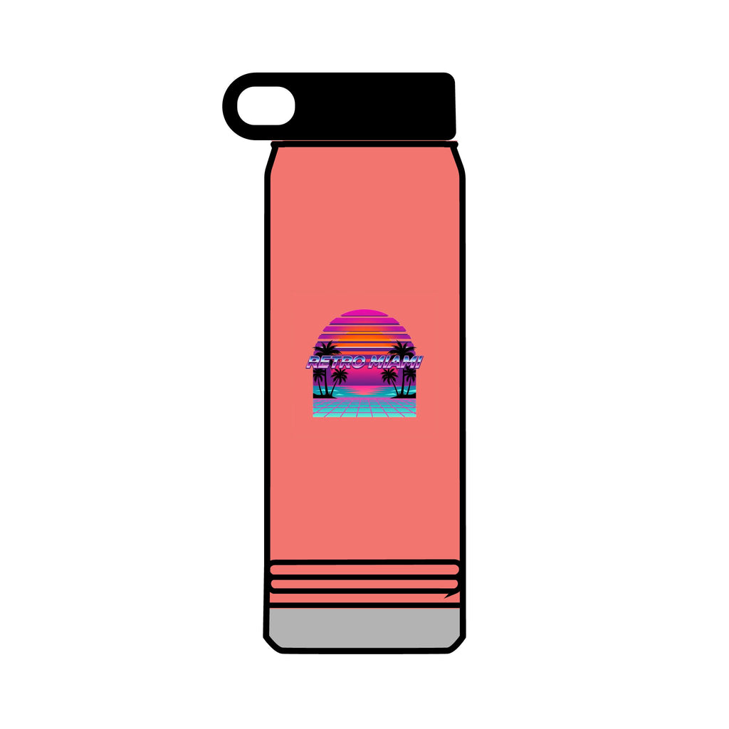 Retro Miami Sunset 32oz Tumbler — 80s Synthwave Insulated Water Bottle