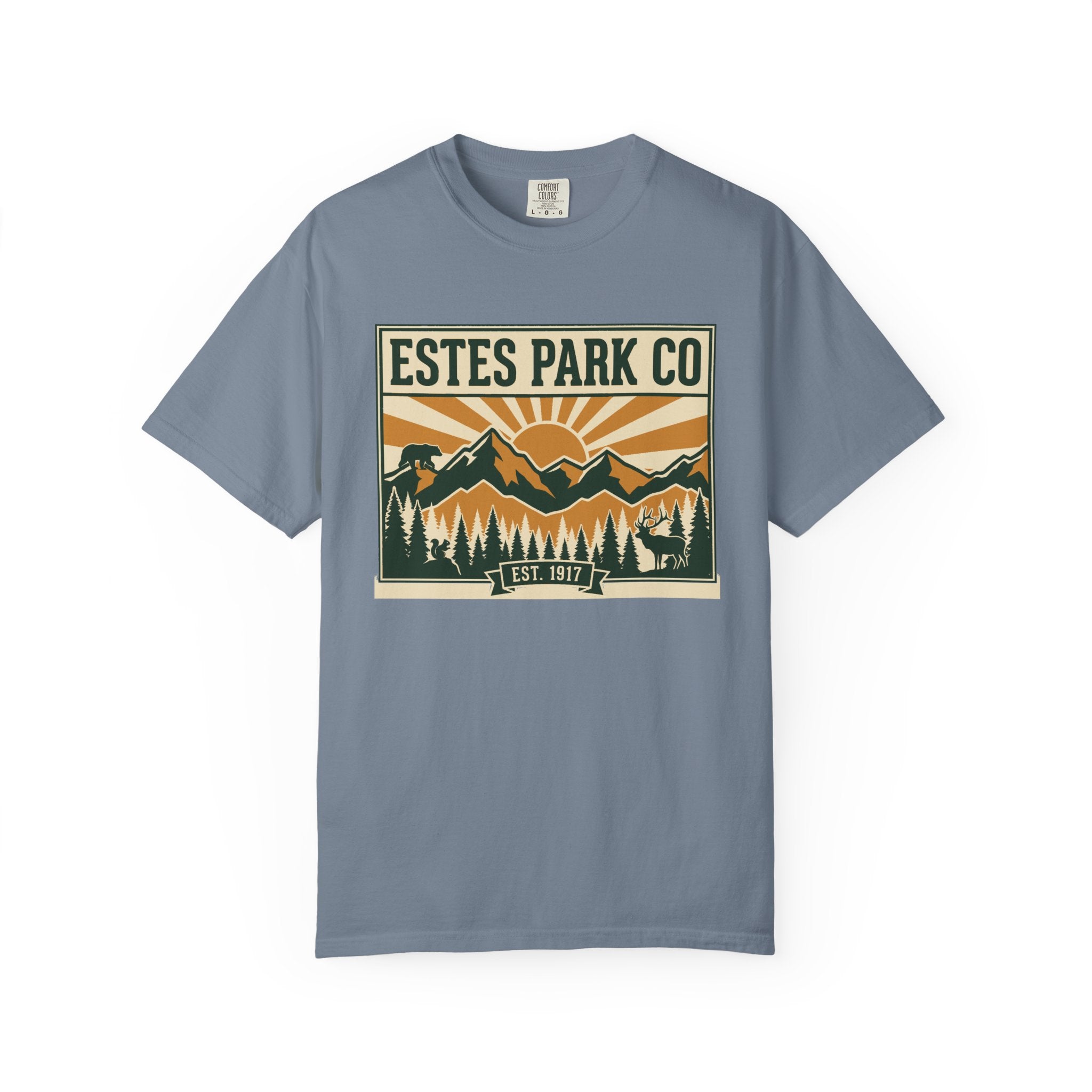 Estes Park CO Hidden Wildlife Tee | Forest Green EST. 1917 | Comfort Colors