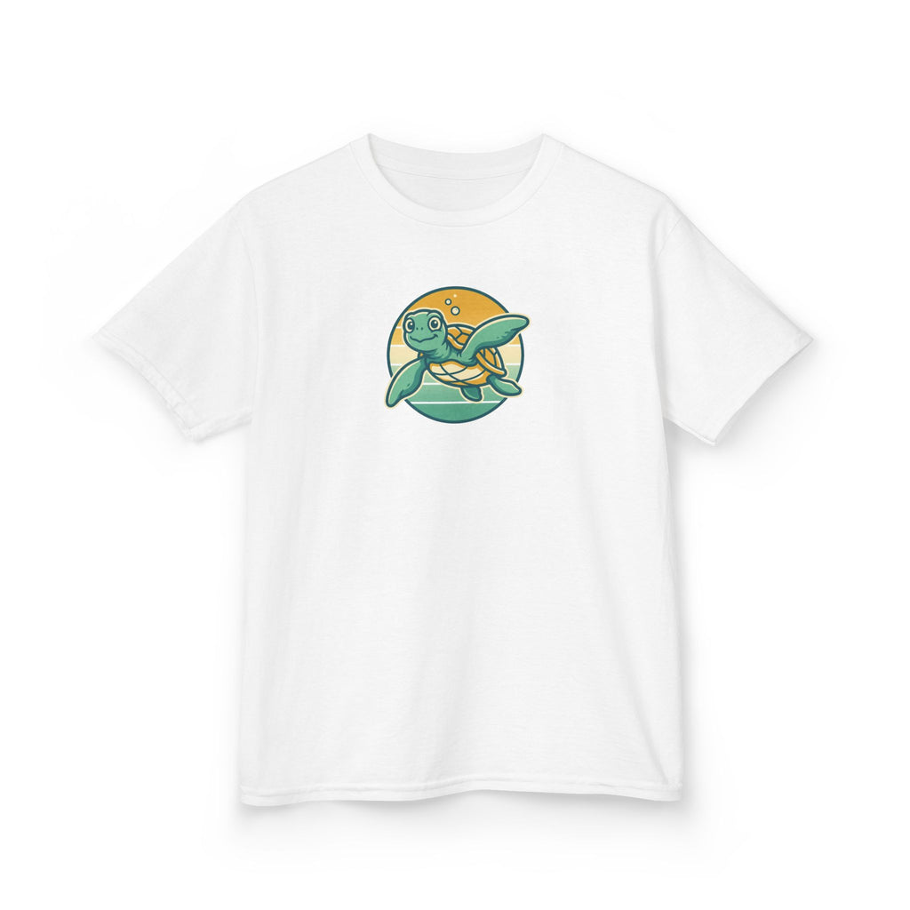 Sea Turtle Shirt Retro Sunset Badge Kids Beach Tee
