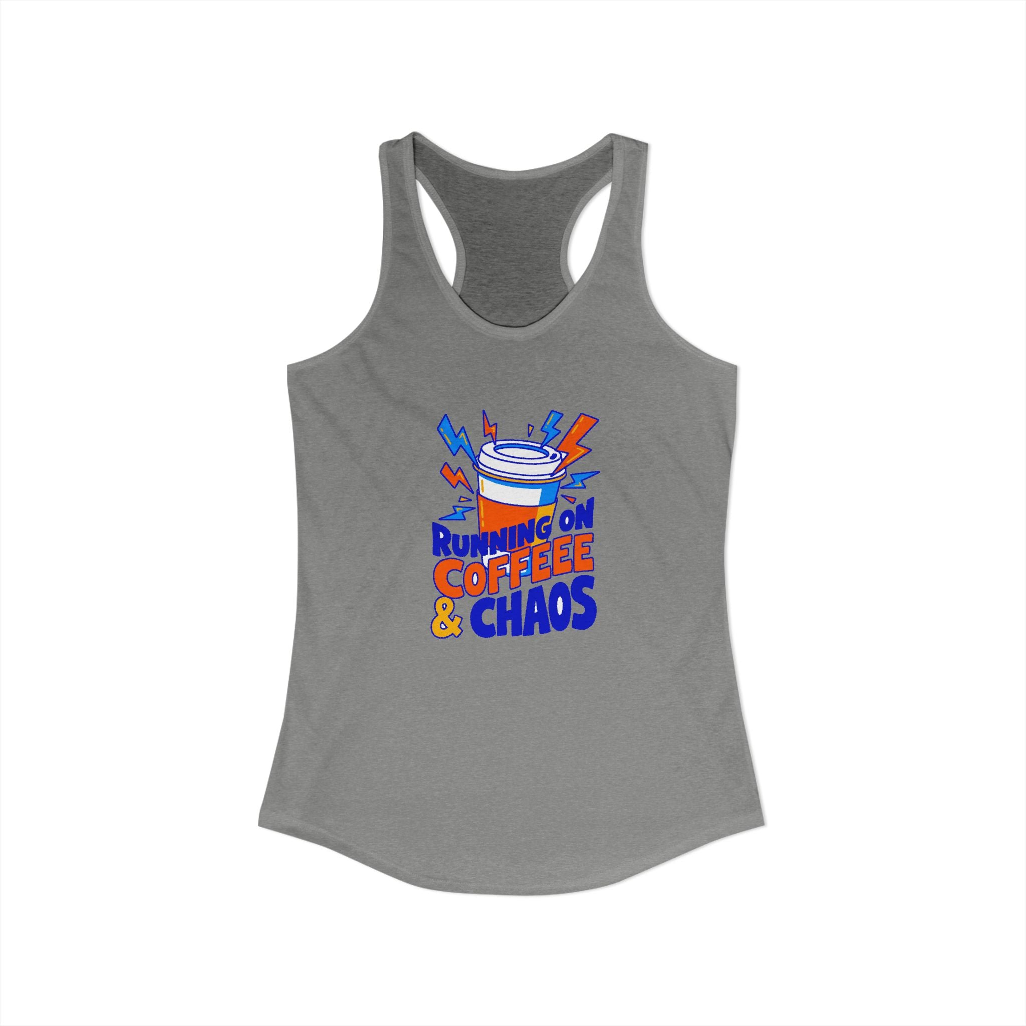 Running on Coffee & Chaos Women's Racerback Tank | Funny Coffee Lover Tank Top