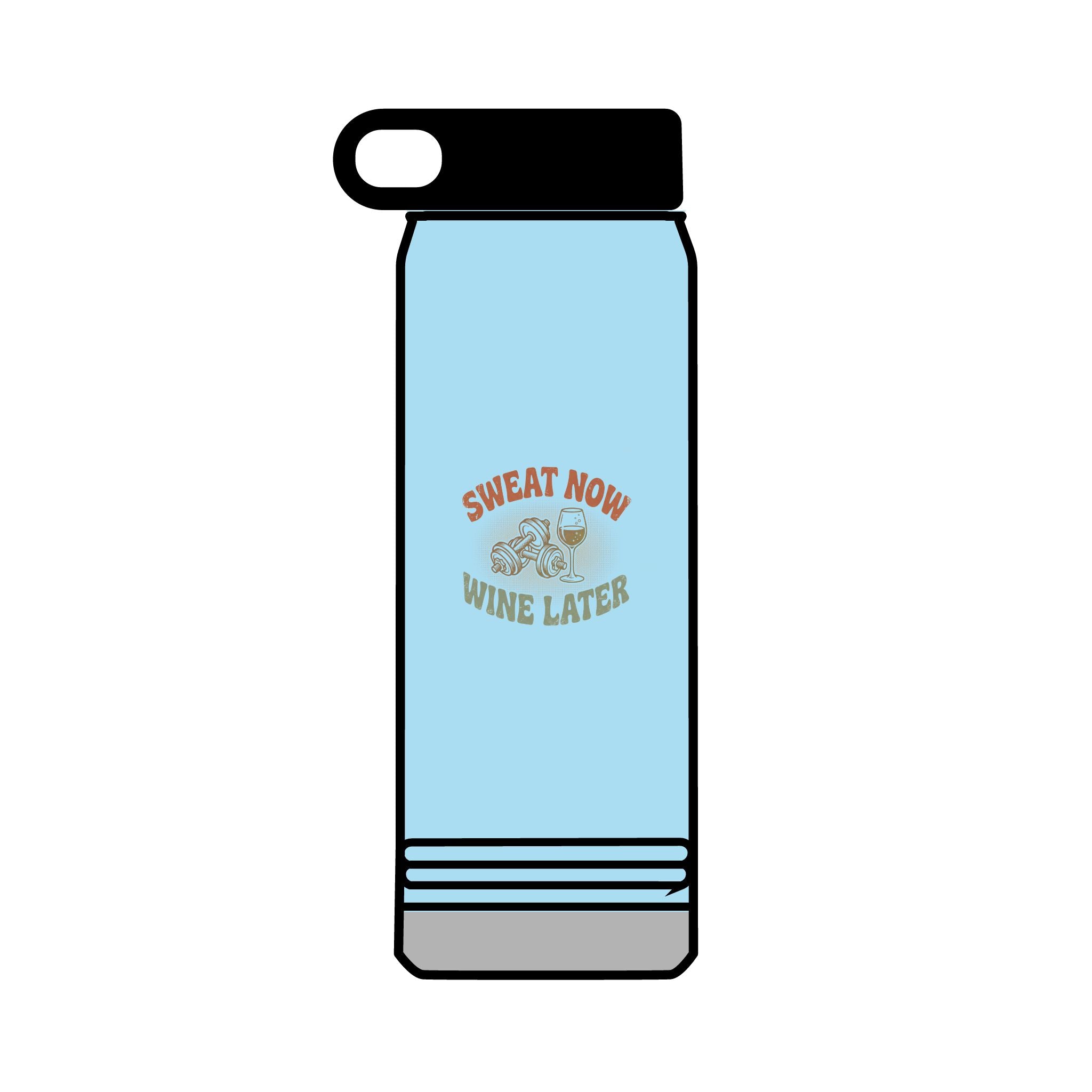 Sweat Now Wine Later 32oz Water Bottle — Gym Hydration | Funny Workout &amp; Wine Gift