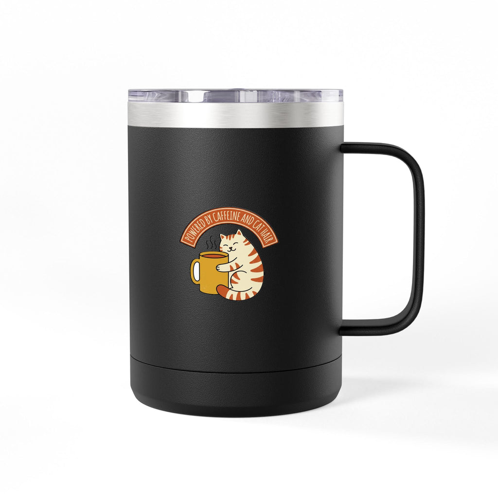 Cat Coffee Powered by Caffeine — 15oz Travel Mug