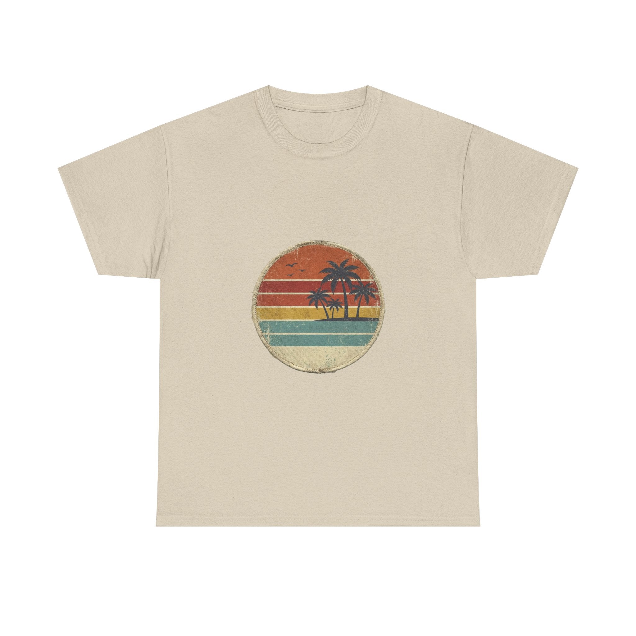 Retro Sunset Circle Tee | Vintage Beach Badge Summer Shirt