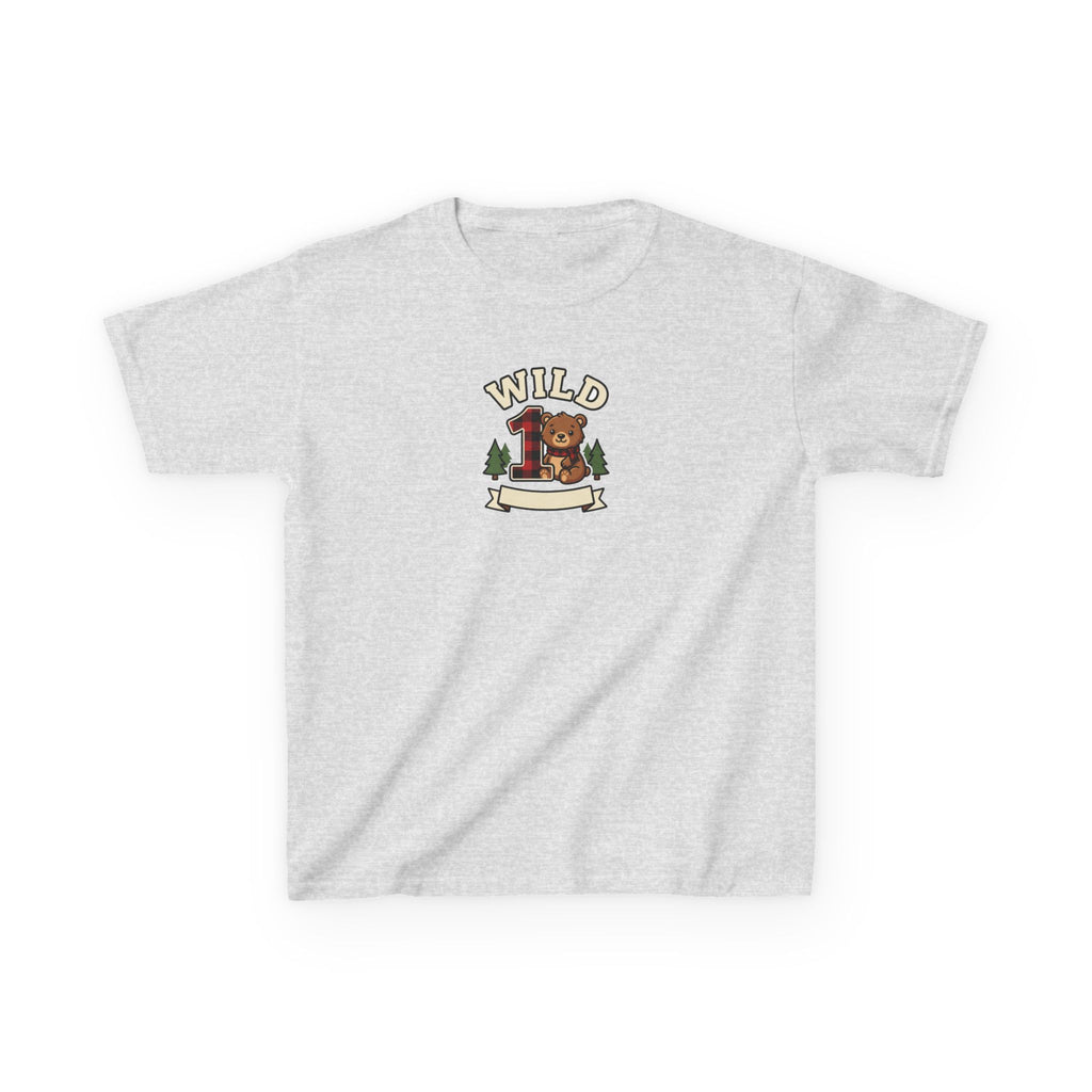 Wild One 1st Birthday Shirt Plaid Bear Kids Tee