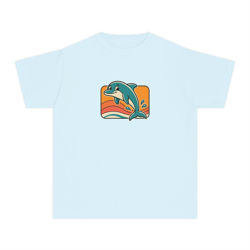 Dolphin Youth Shirt Retro Sunset Comfort Colors Beach Tee