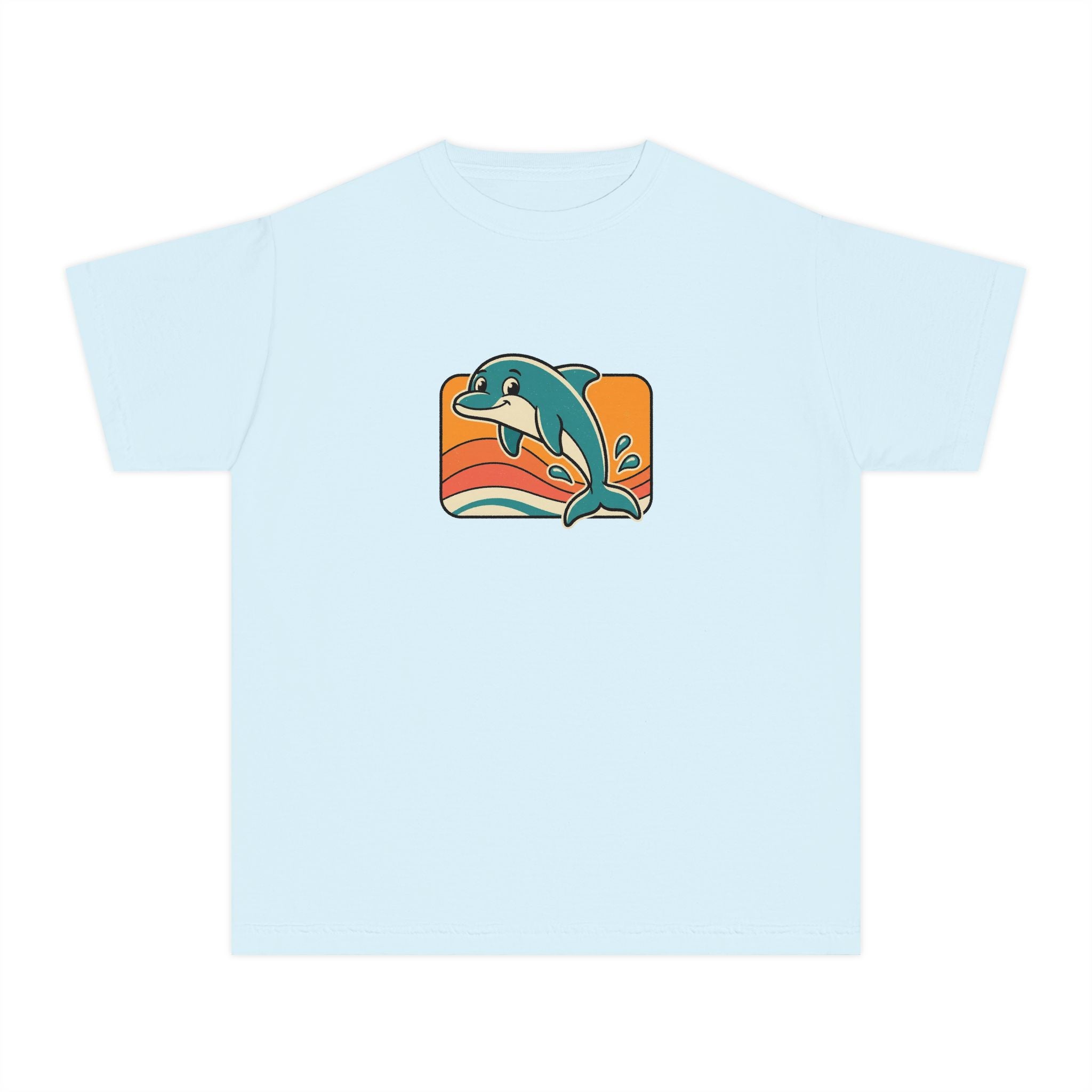 Dolphin Youth Shirt Retro Sunset Comfort Colors Beach Tee