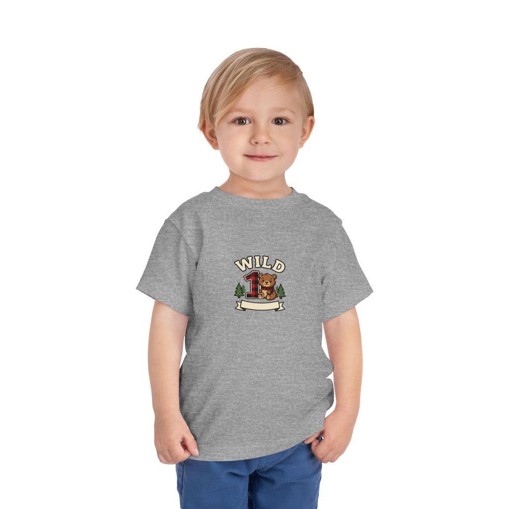 Wild One 1st Birthday Toddler Shirt Plaid Bear Tee