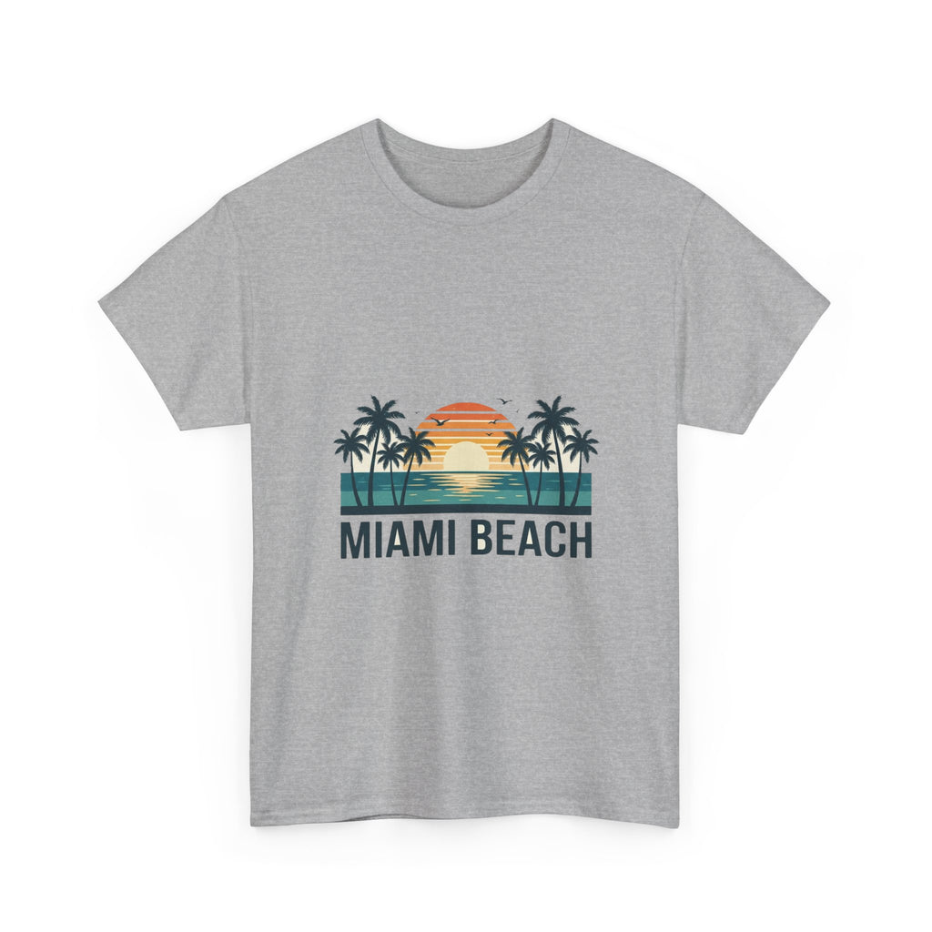 Miami Beach Retro Tee | Vintage Sunset & Palms Summer Shirt