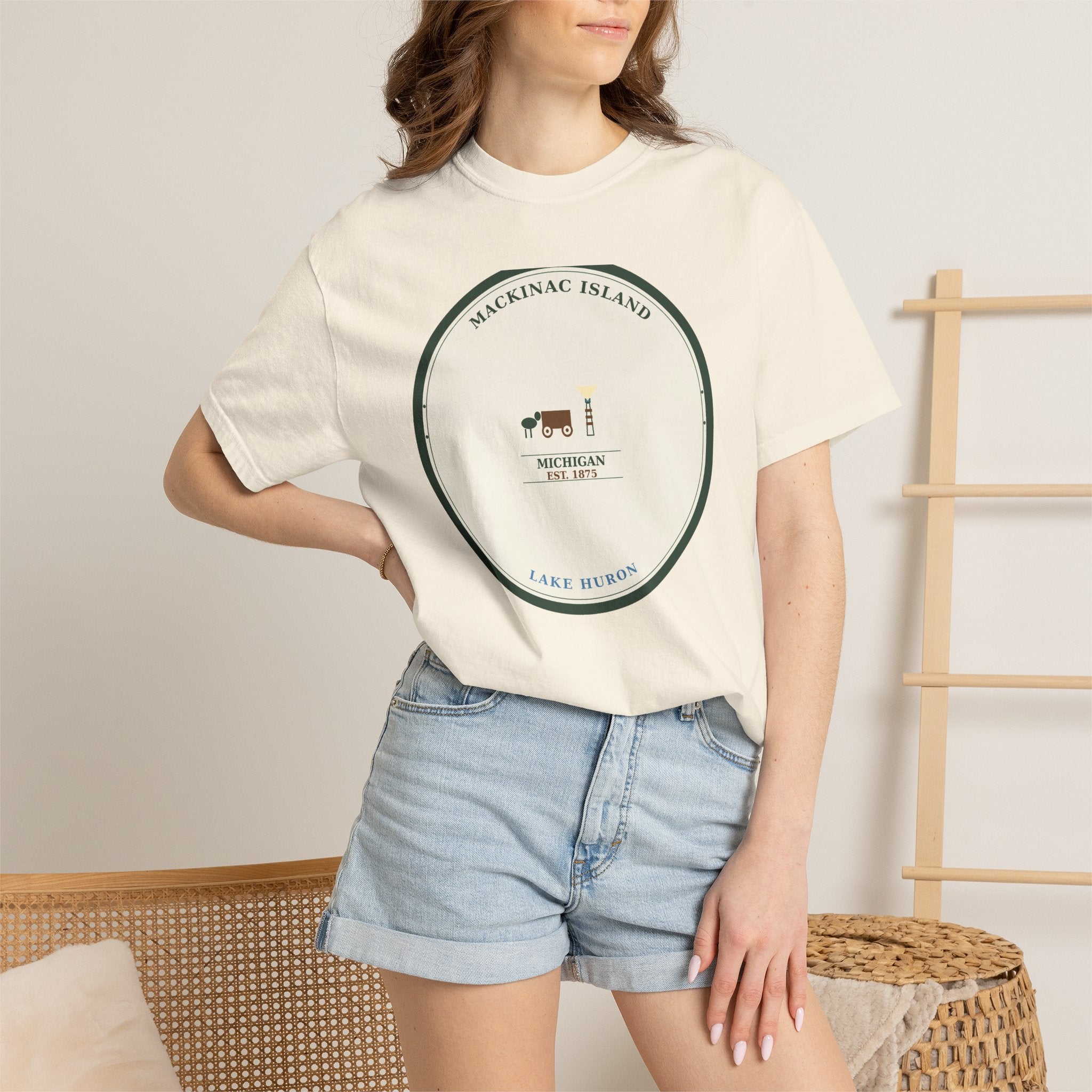 Mackinac Island Tee | Vintage Michigan Badge | Comfort Colors