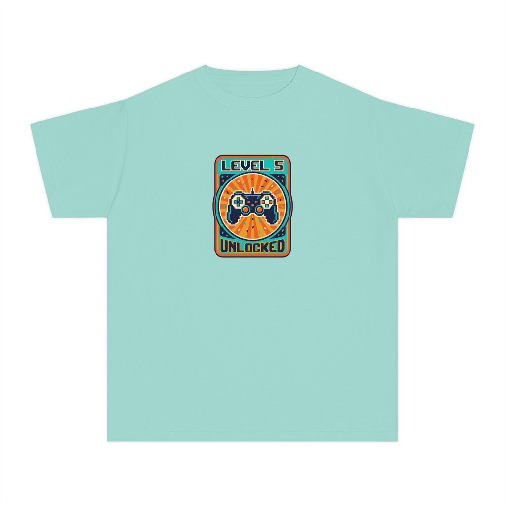 Level 5 Unlocked 5th Birthday Youth Shirt Gamer Tee