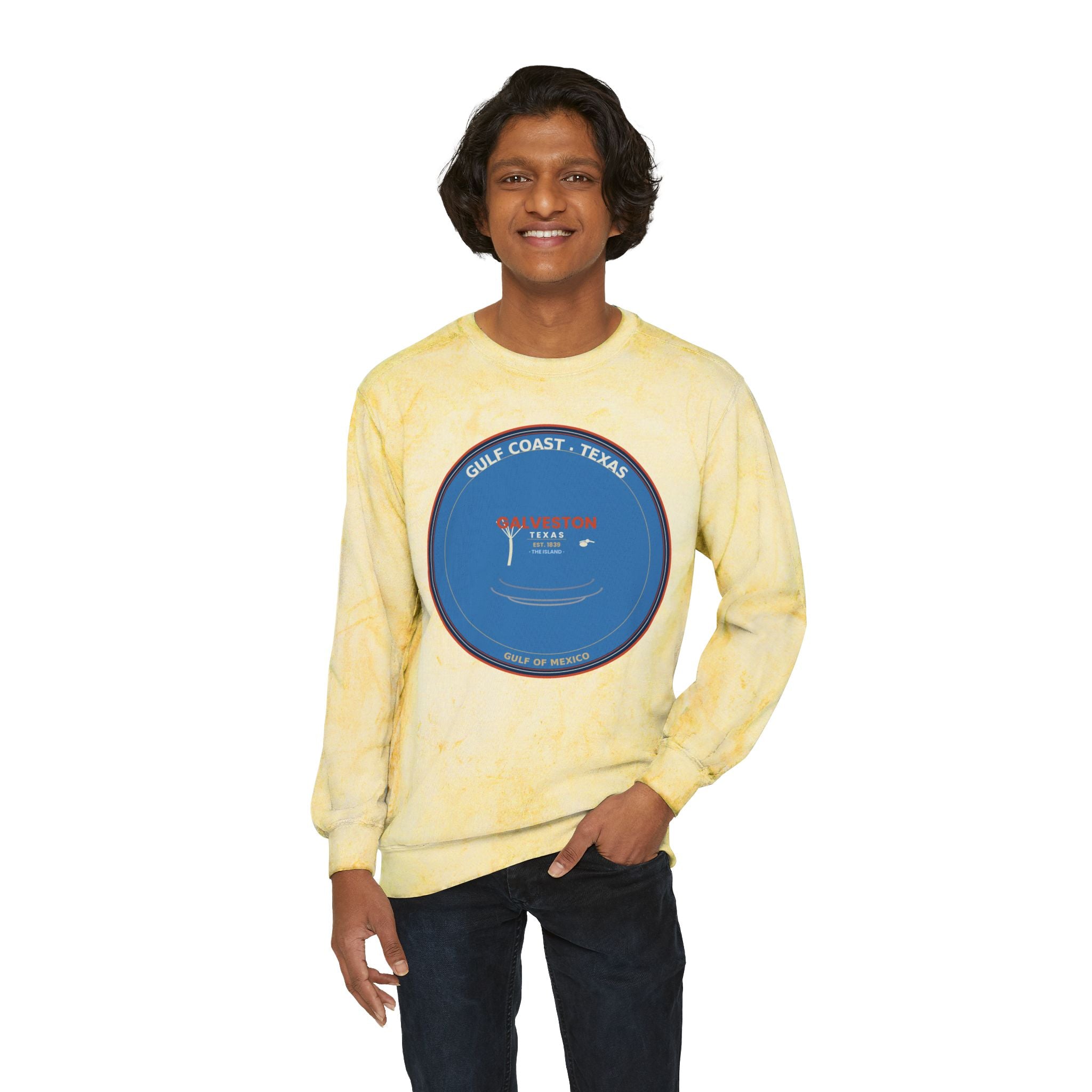 Galveston Texas Crewneck | Vintage Coastal Badge | CC 1566