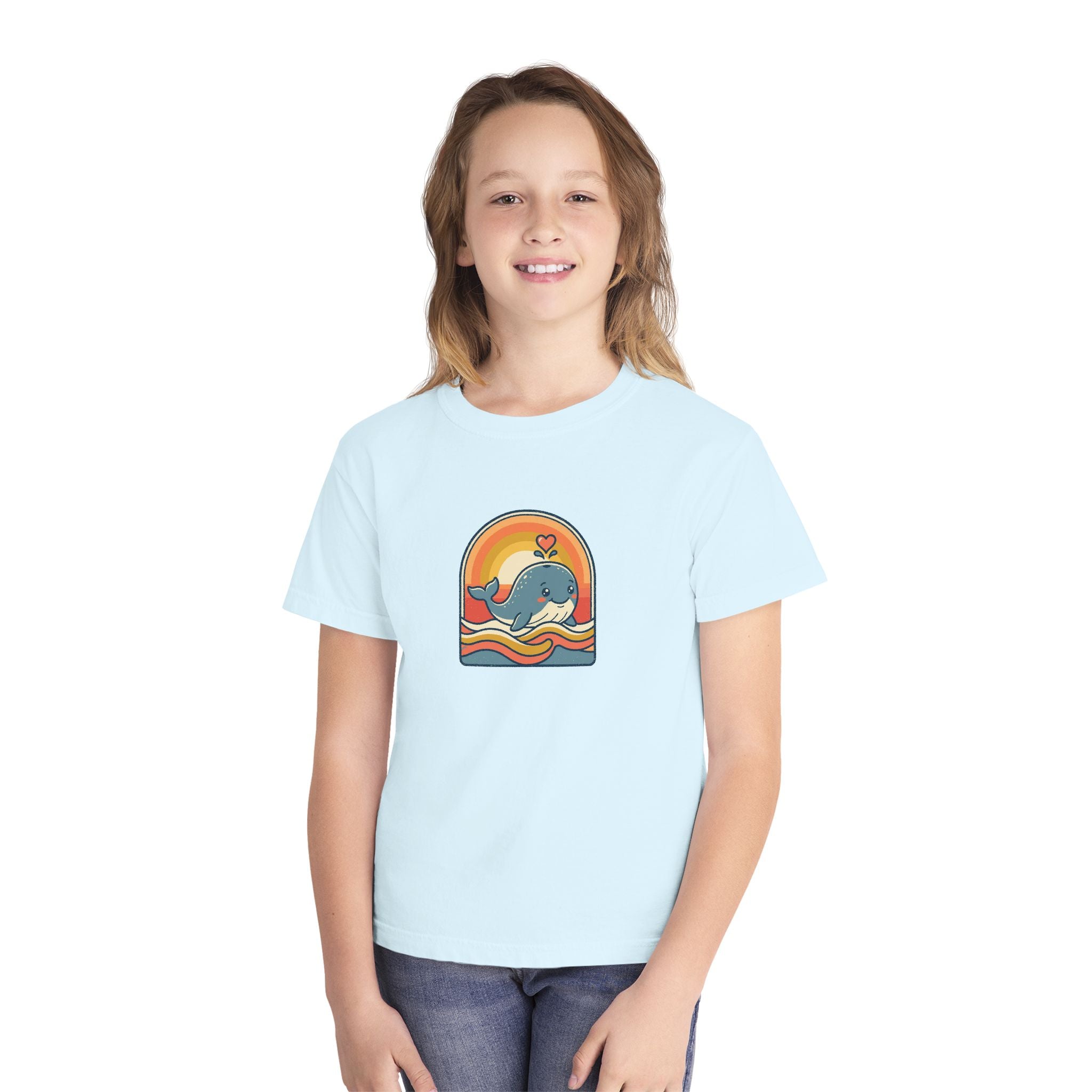Whale Youth Shirt Retro Heart Comfort Colors Beach Tee