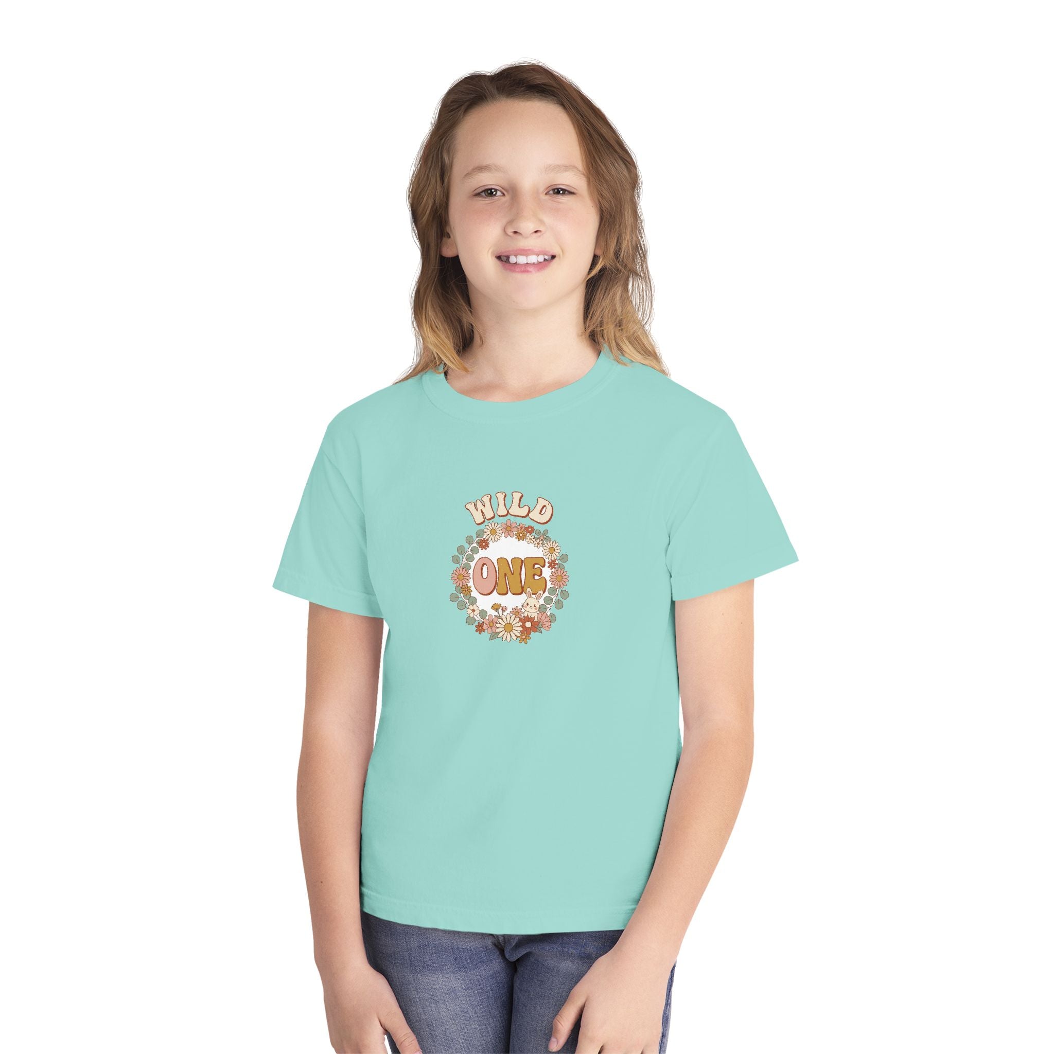 Wild One Birthday Youth Shirt Boho Bunny Comfort Colors