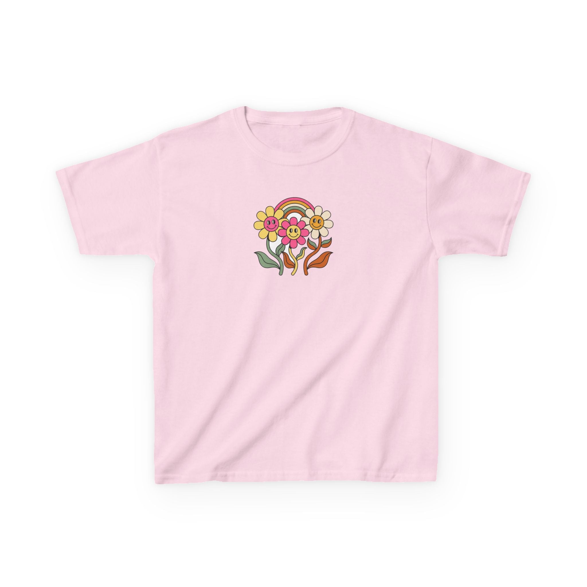 Groovy Daisy Shirt Retro Rainbow Flower Kids Tee