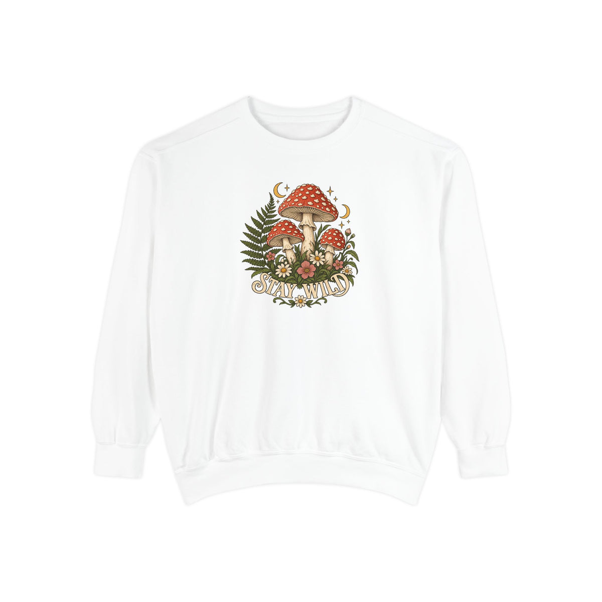 Mushroom Crewneck Sweatshirt | Vintage Botanical Toadstool Art | Comfort Colors Garment Dyed