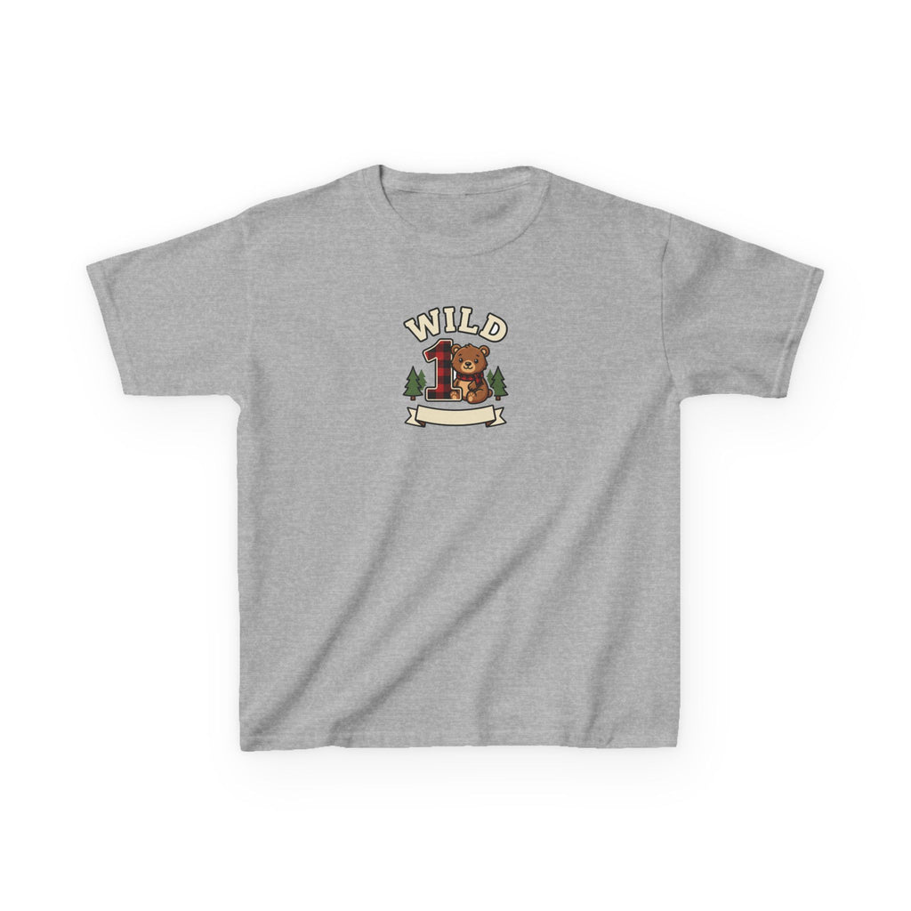 Wild One 1st Birthday Shirt Plaid Bear Kids Tee