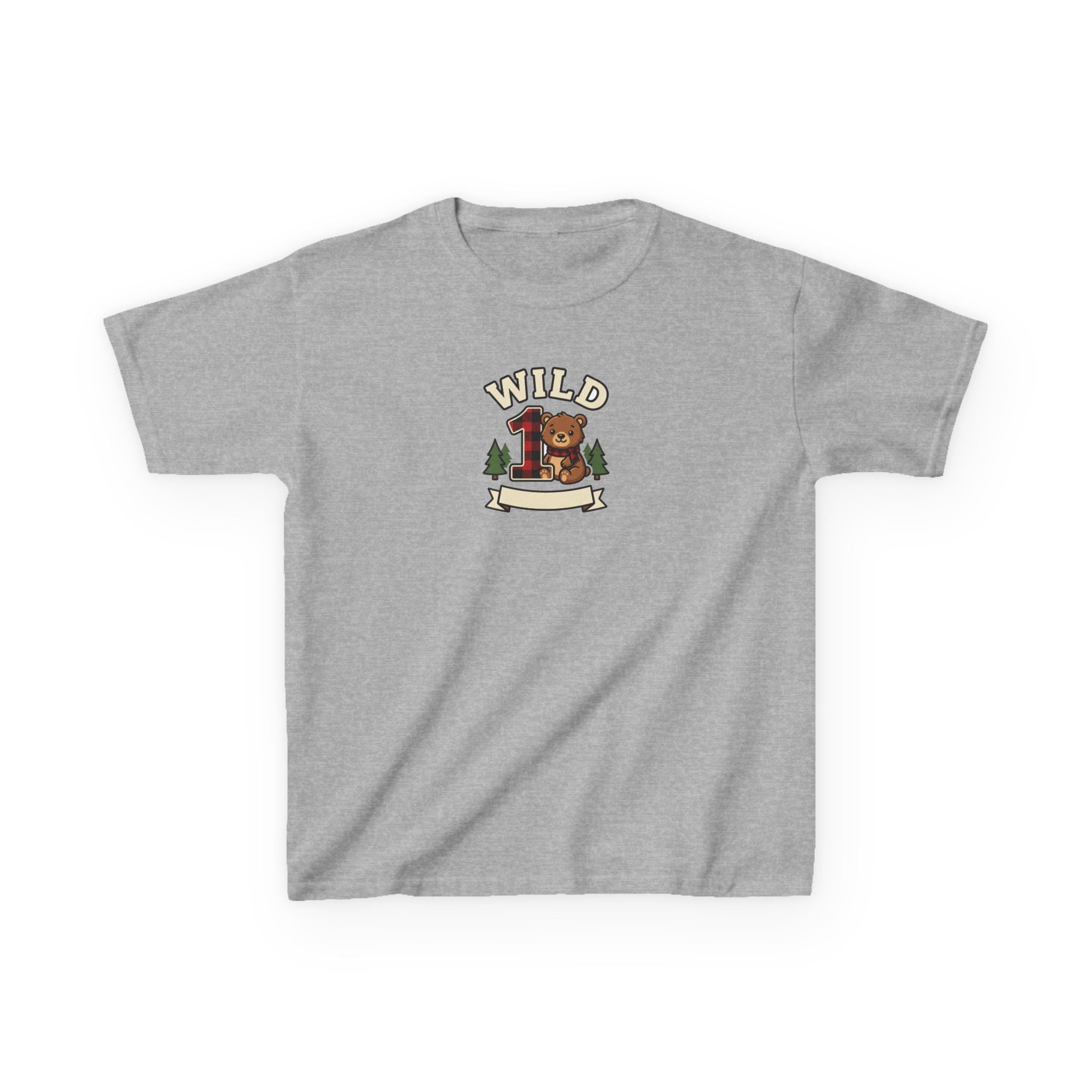 Wild One 1st Birthday Shirt Plaid Bear Kids Tee