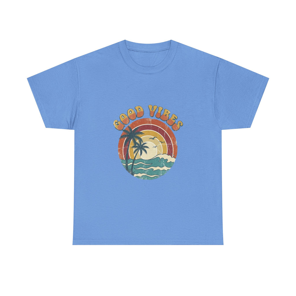 Good Vibes Retro Beach Tee | Vintage Sunset Summer Shirt
