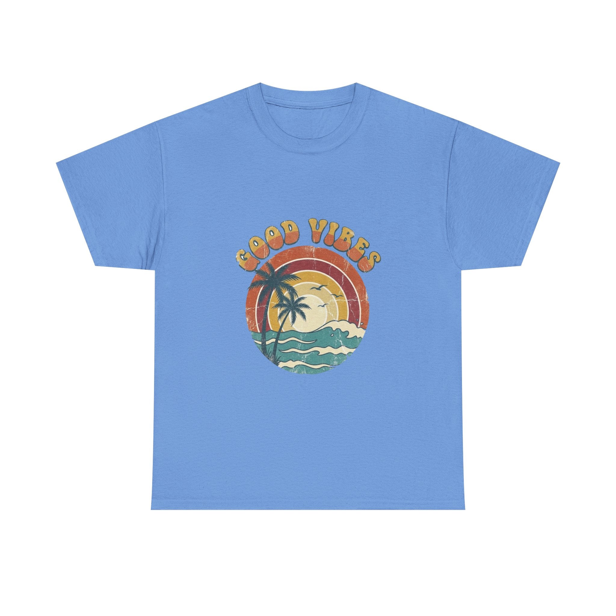 Good Vibes Retro Beach Tee | Vintage Sunset Summer Shirt