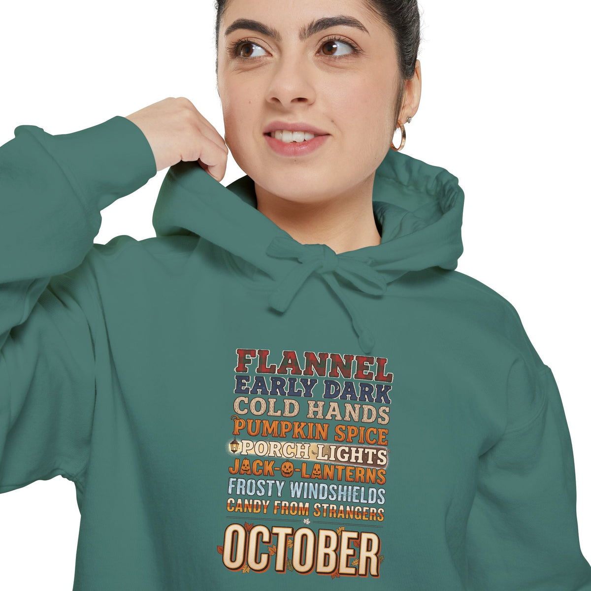 October Hoodie | Flannel Early Dark Cold Hands Fall List | Comfort Colors Garment Dyed