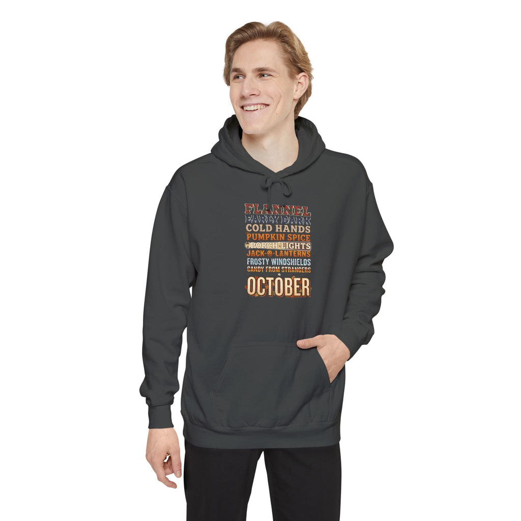 October Hoodie | Flannel Early Dark Cold Hands Fall List | Comfort Colors Garment Dyed