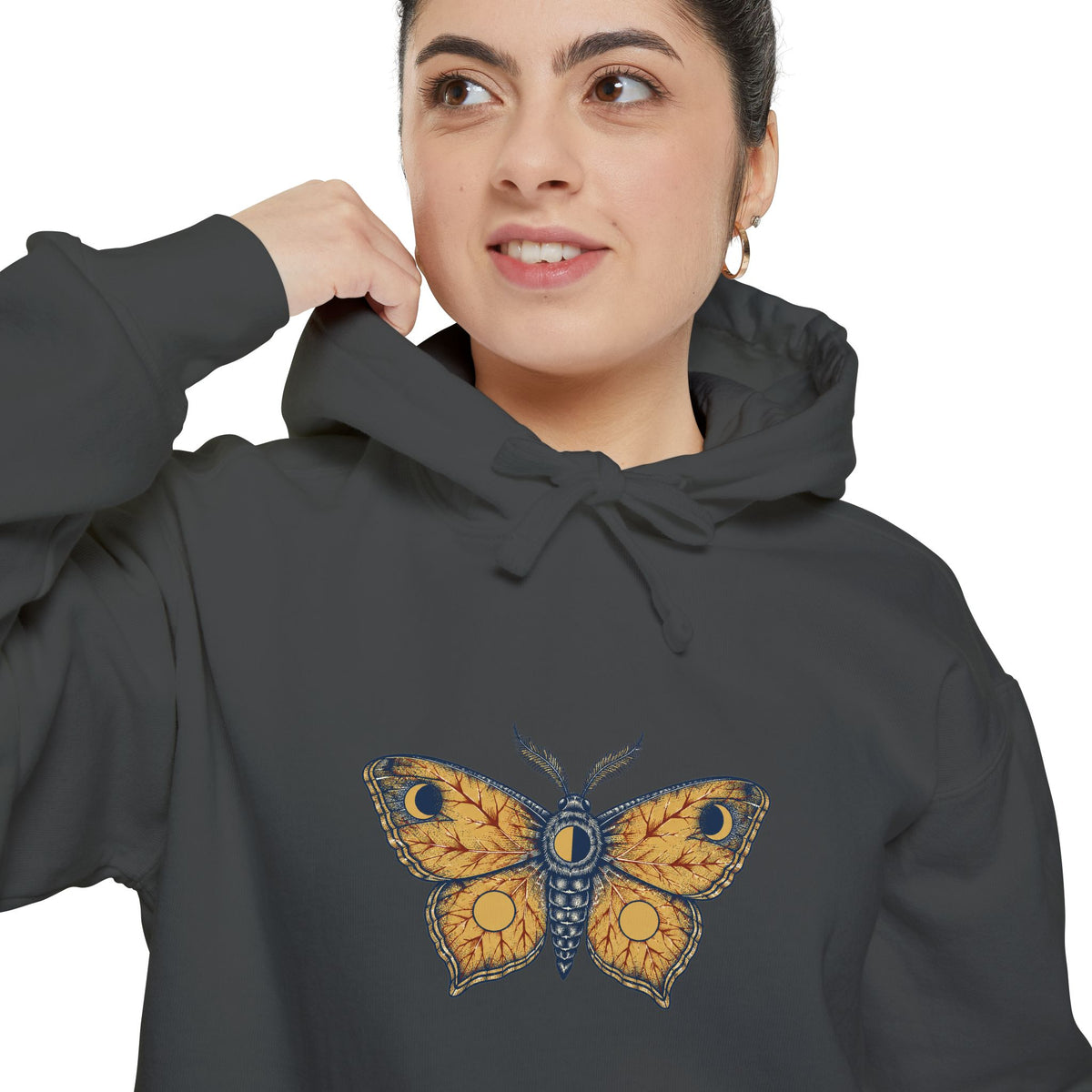Celestial Moth Hoodie | Vintage Engraved Luna Moth Art | Comfort Colors Garment Dyed