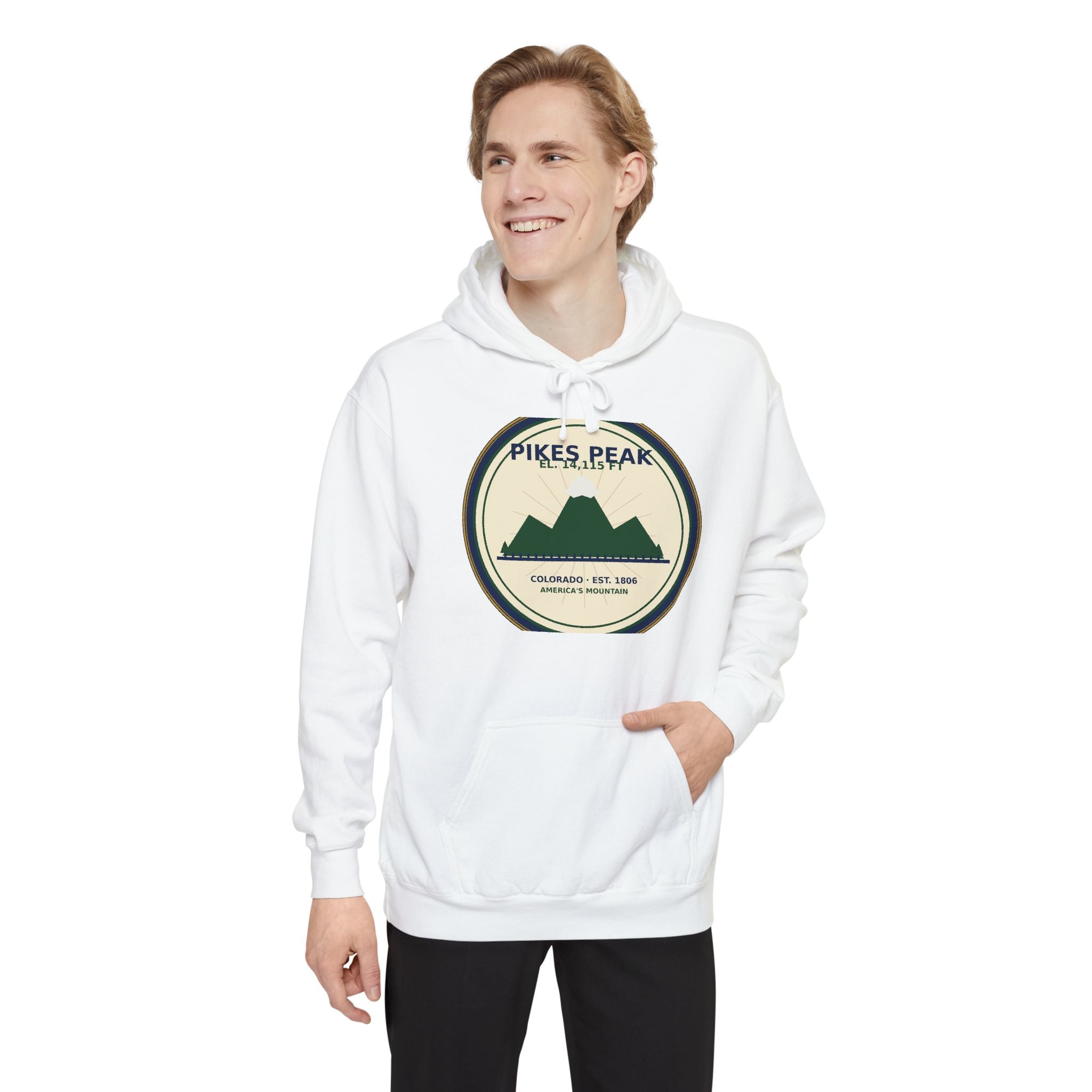 Pikes Peak Mountain Badge Hoodie | Vintage Colorado Sweatshirt