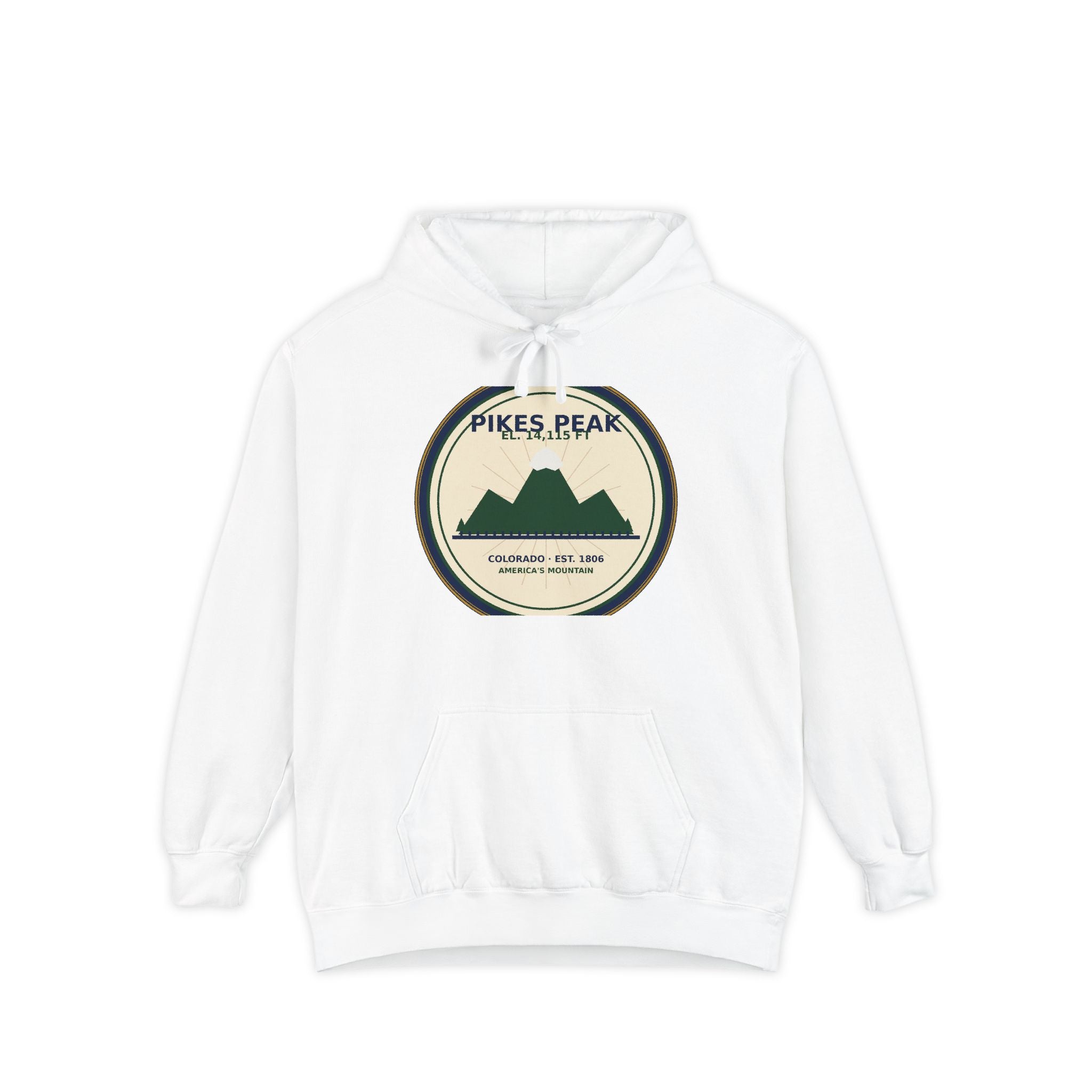 Pikes Peak Mountain Badge Hoodie | Vintage Colorado Sweatshirt