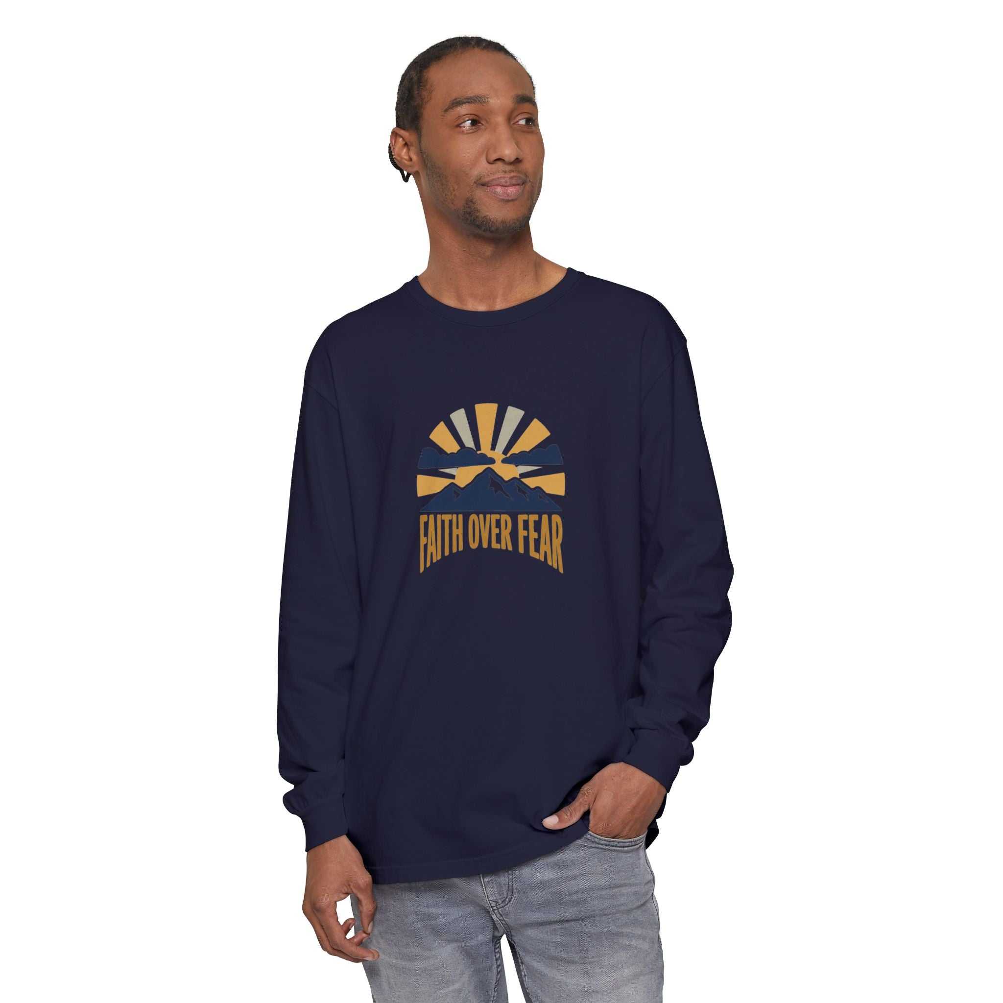 Faith Over Fear Long Sleeve Tee | Inspirational Christian Shirt