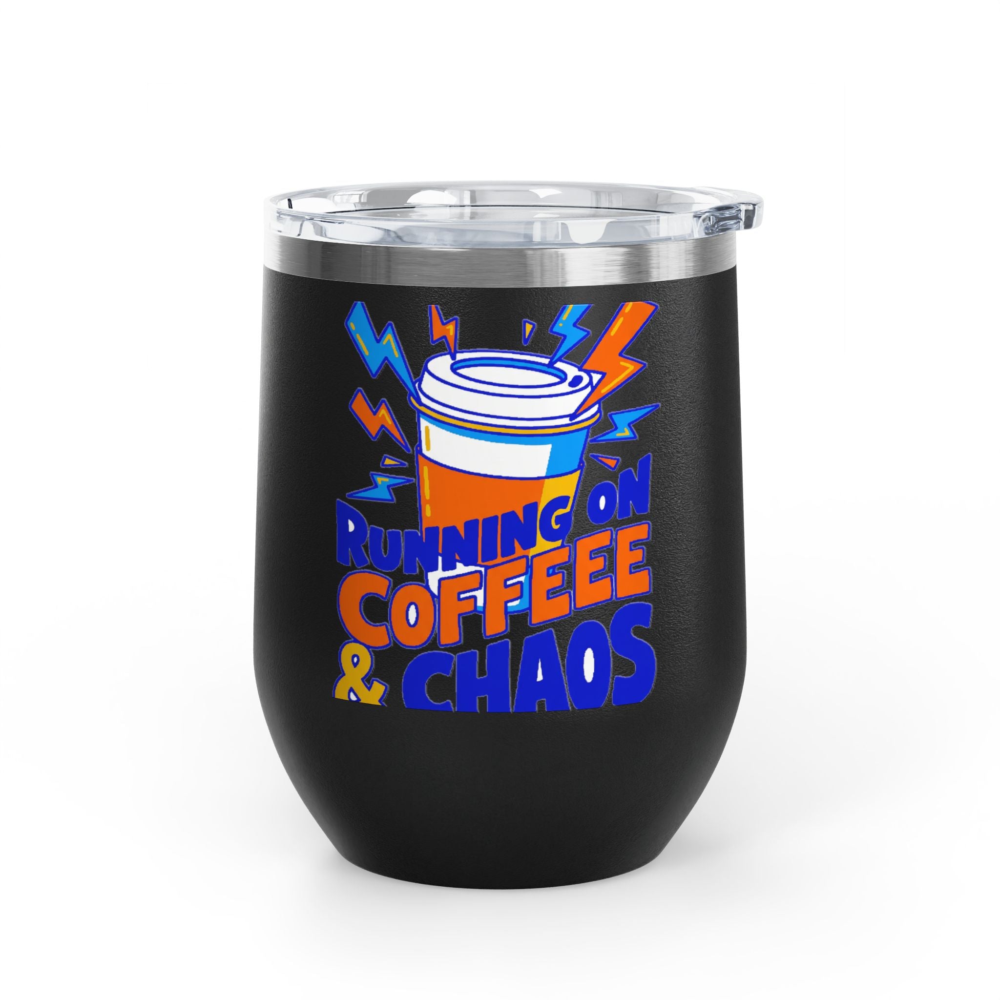 Running on Coffee & Chaos Tumbler | 12oz Insulated Coffee Mug