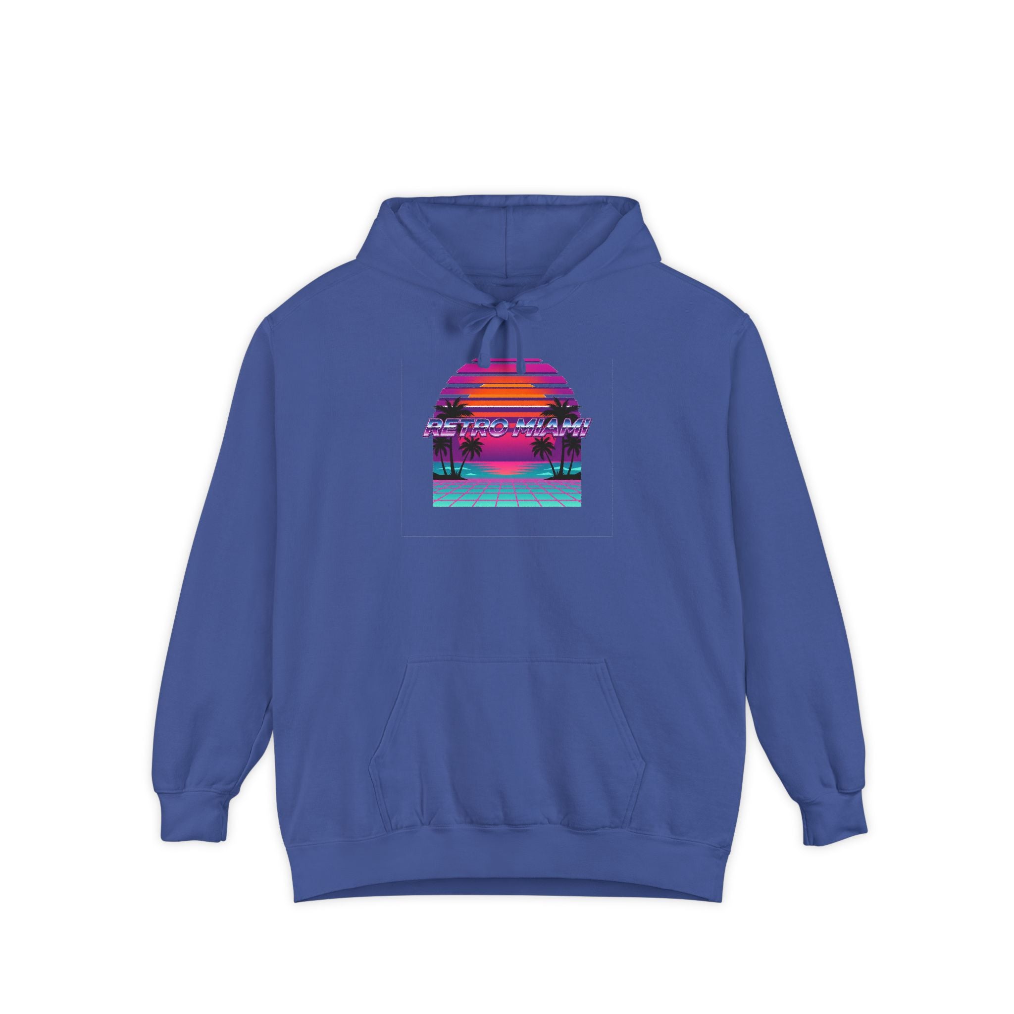 Retro Miami Sunset Hoodie — 80s Synthwave Comfort Colors Garment-Dyed