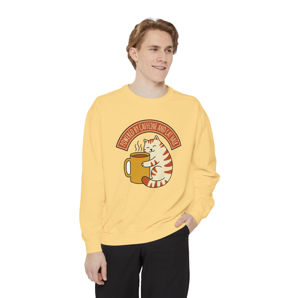 Cat Coffee Sweatshirt back view | Comfort Colors | cat coffee crewneck — Bay