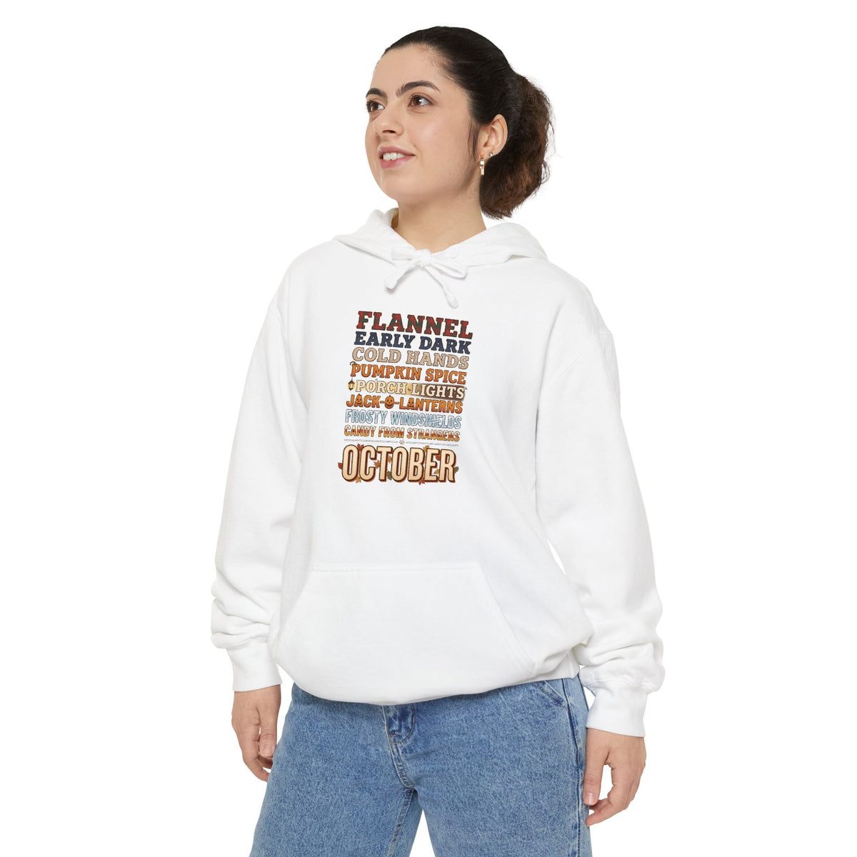 October Hoodie | Flannel Early Dark Cold Hands Fall List | Comfort Colors Garment Dyed