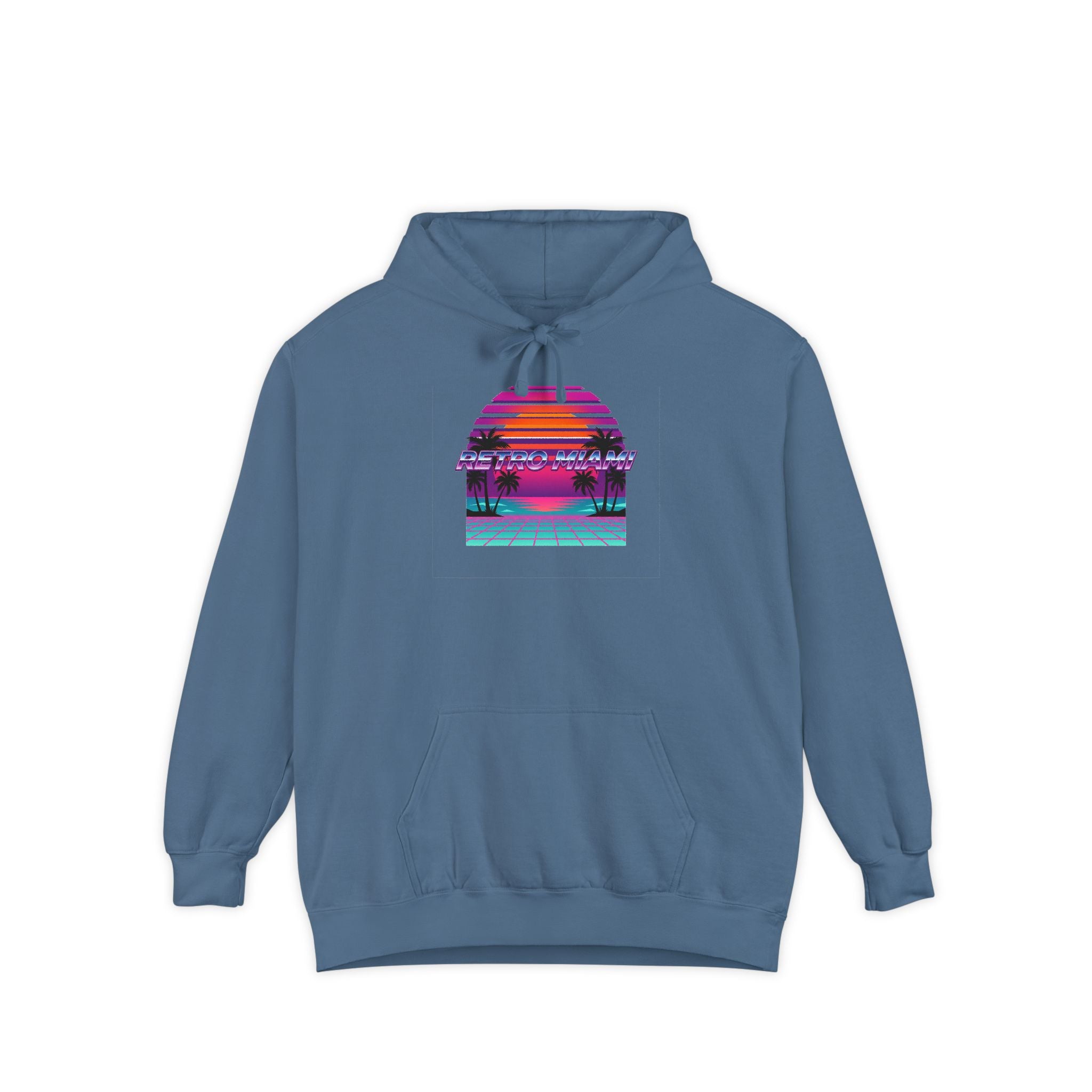 Retro Miami Sunset Hoodie — 80s Synthwave Comfort Colors Garment-Dyed