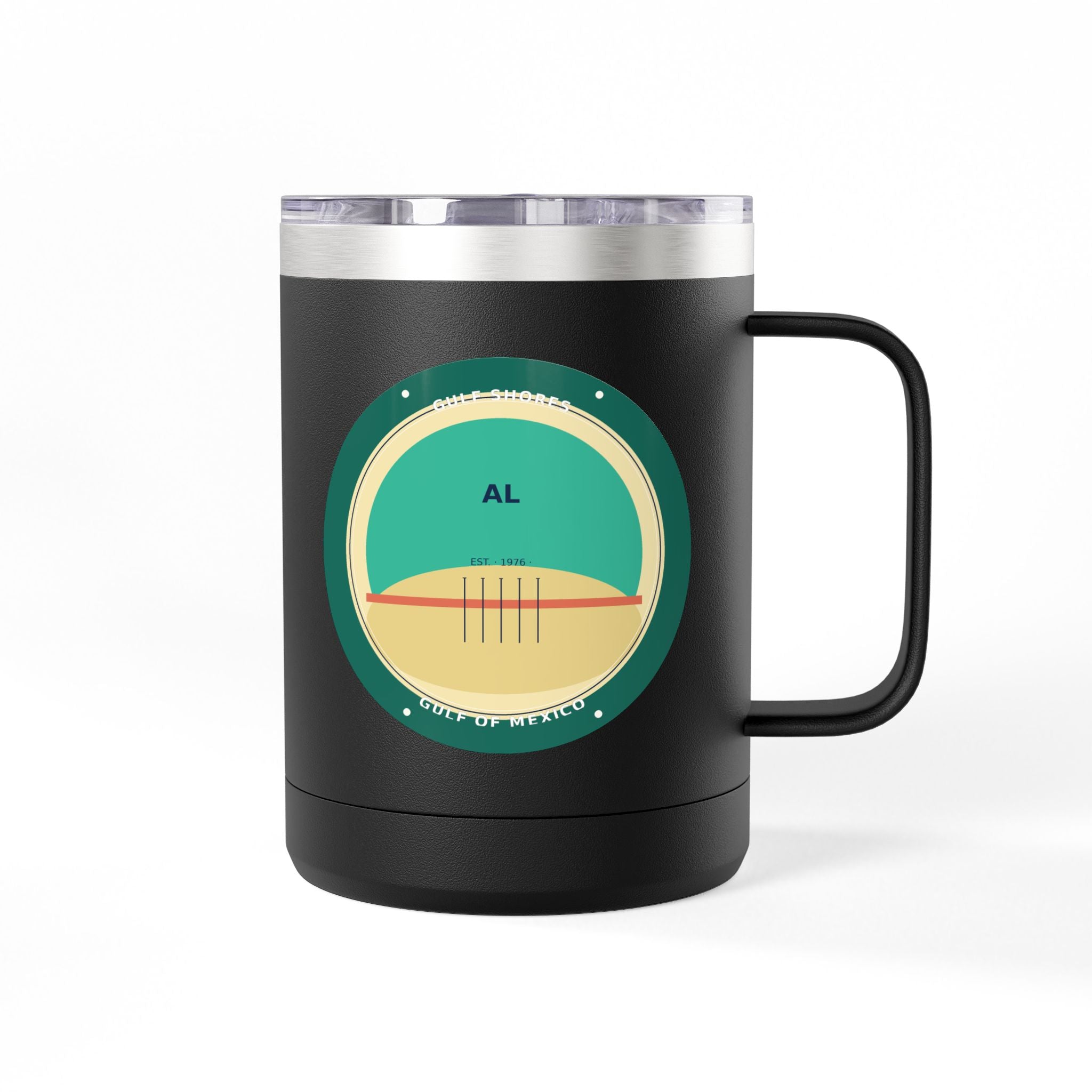 Gulf Shores Alabama 15oz Travel Mug | Coastal Badge Art