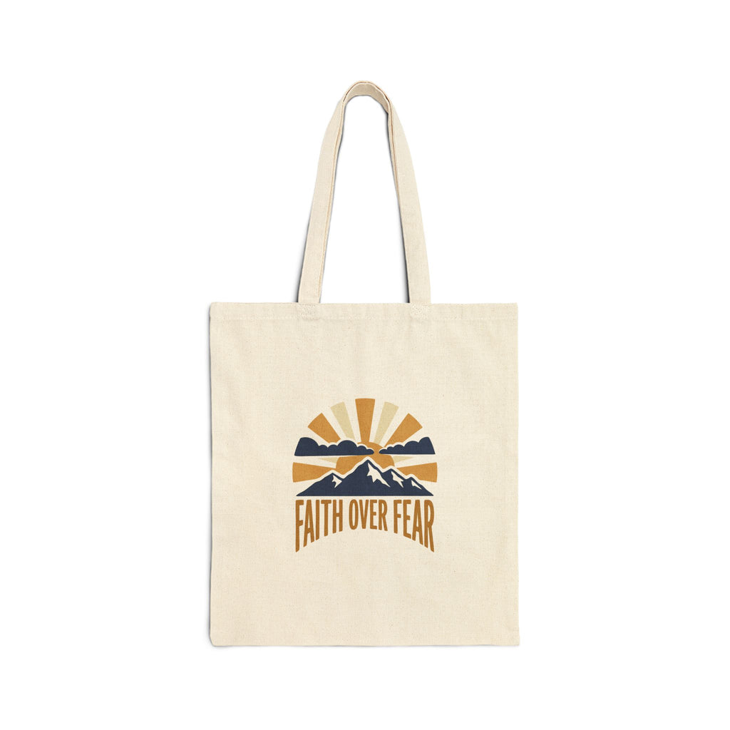 Faith Over Fear canvas tote bag — inspirational Christian gift