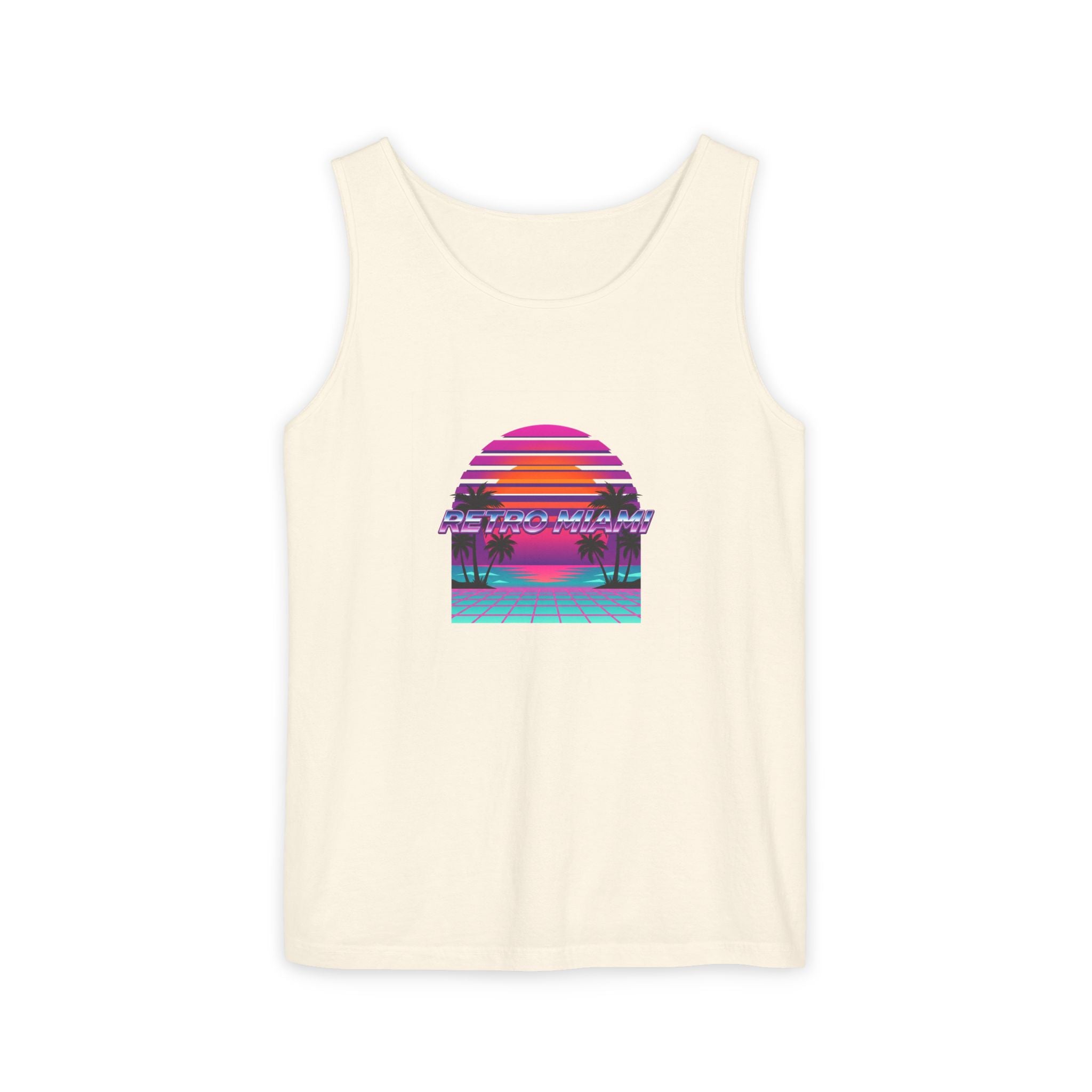 Retro Miami Sunset Tank — 80s Synthwave Comfort Colors Garment-Dyed