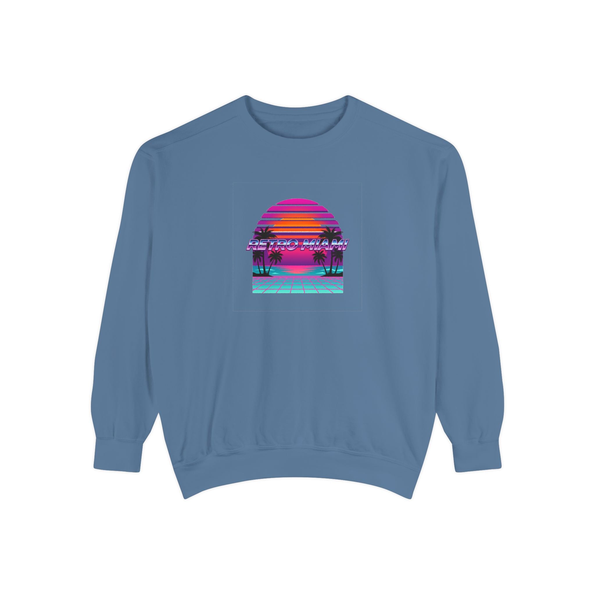 Retro Miami Sunset Crewneck — 80s Synthwave Comfort Colors Sweatshirt