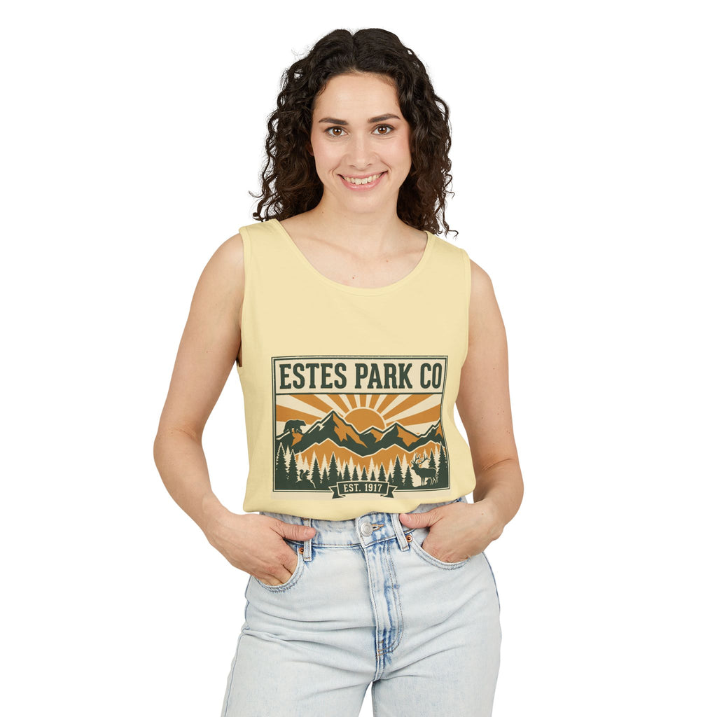 Estes Park CO Hidden Wildlife Tank Top | Forest Green EST. 1917 | Comfort Colors