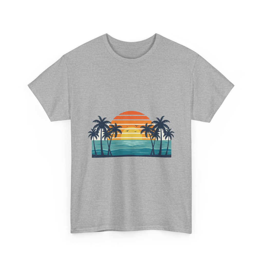 Retro Beach Sunset Tee | Vintage Palms & Ocean Summer Shirt