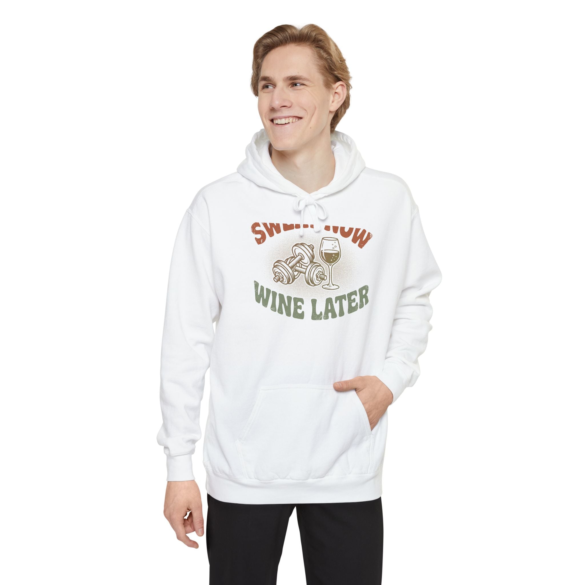 Funny Gym Hoodie | Sweat Now Wine Later | Comfort Colors Wine Lover Hoodie