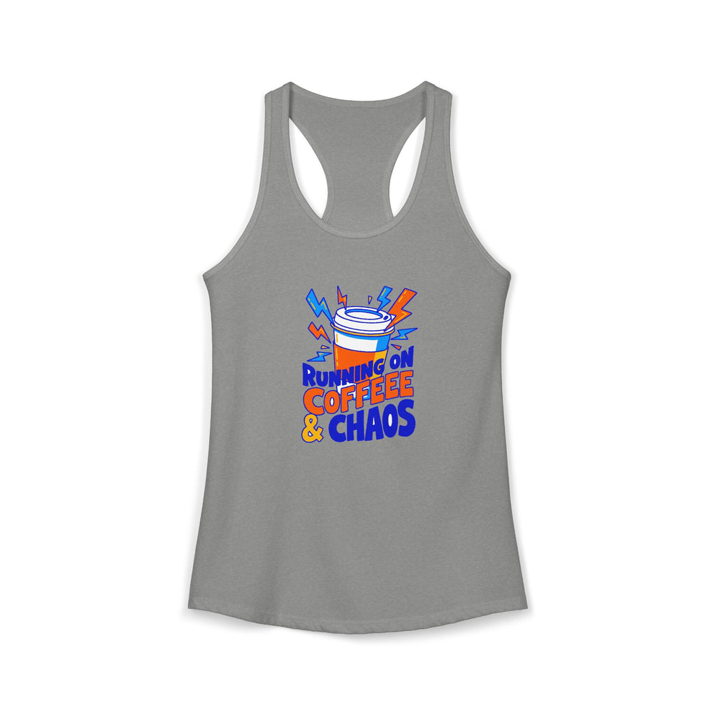Running on Coffee & Chaos Women's Racerback Tank | Funny Coffee Lover Tank Top