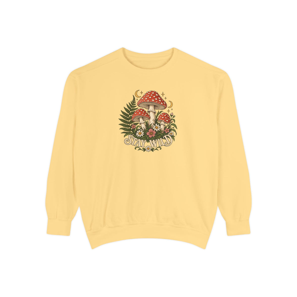 Mushroom Crewneck Sweatshirt | Vintage Botanical Toadstool Art | Comfort Colors Garment Dyed