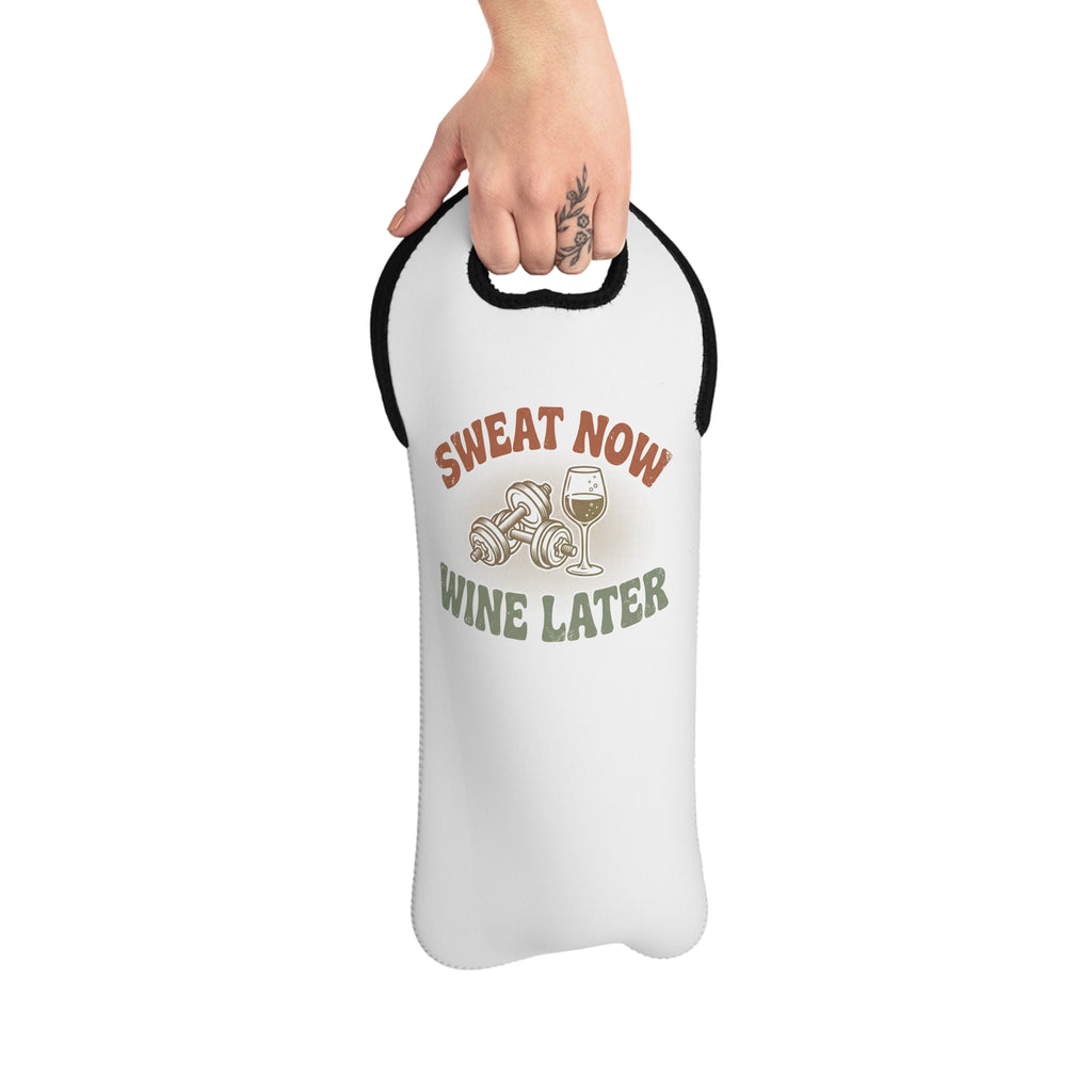 Sweat Now Wine Later Wine Tote — Insulated Bottle Carrier | Funny Gym &amp; Wine Gift