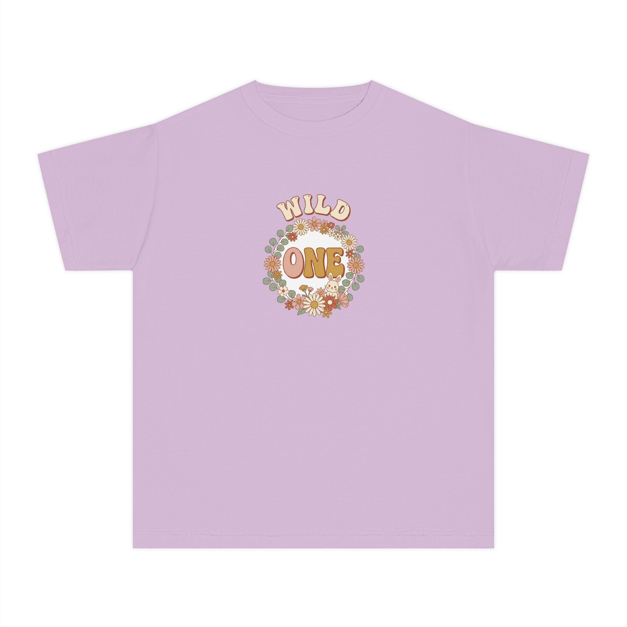 Wild One Birthday Youth Shirt Boho Bunny Comfort Colors