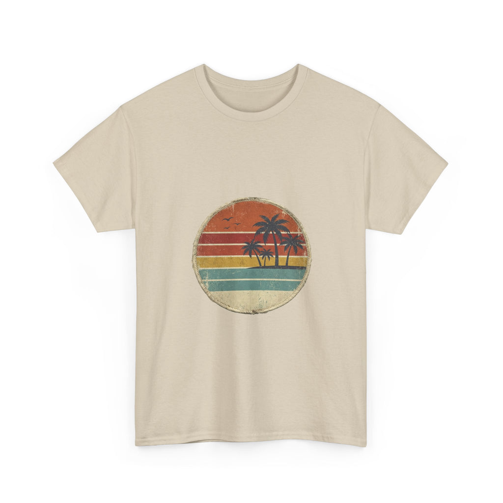 Retro Sunset Circle Tee | Vintage Beach Badge Summer Shirt